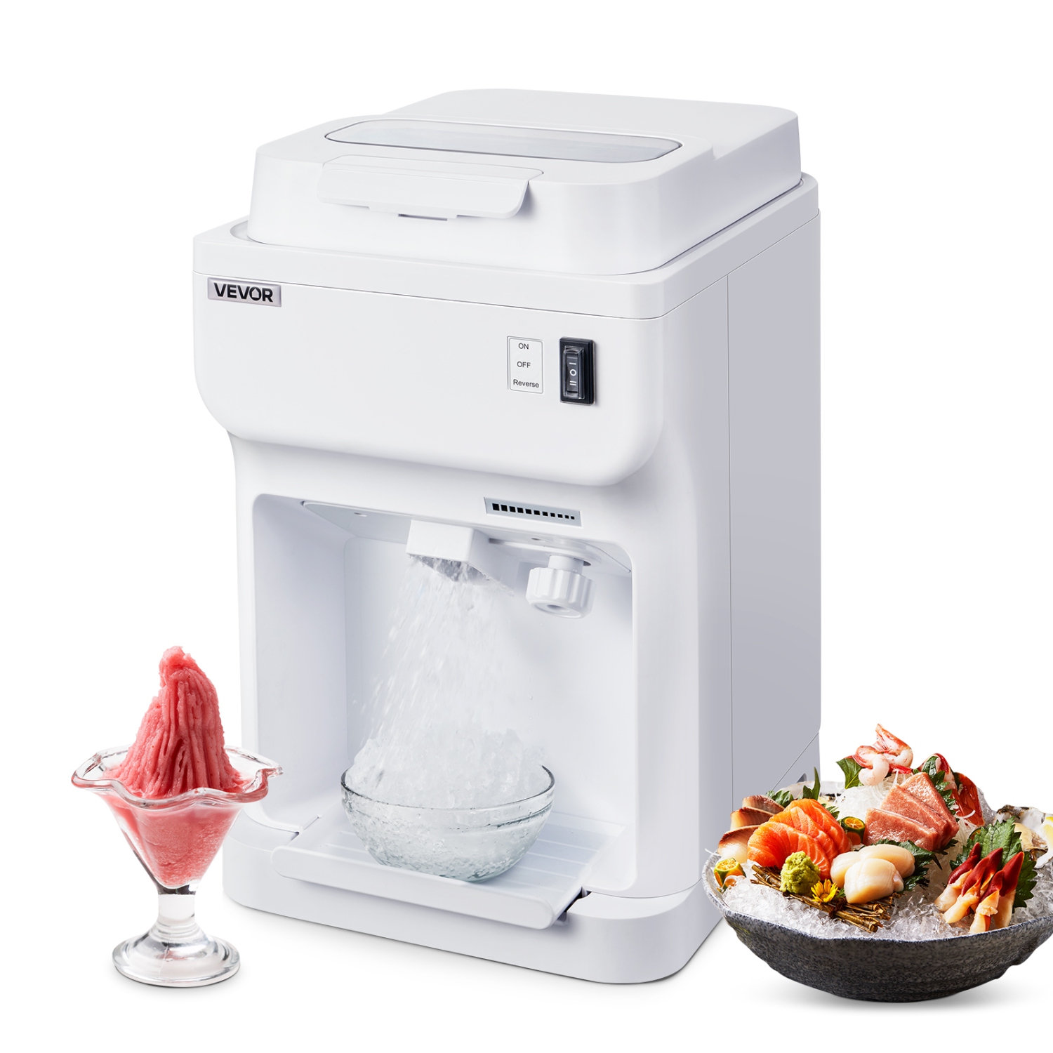 VEVOR 350W Commercial Ice Shaver Crusher, 220lbs Per Hour Electric Snow Cone Maker with 4L Ice Cube Box,1500RPM Tabletop Shaved Ice Machine for
