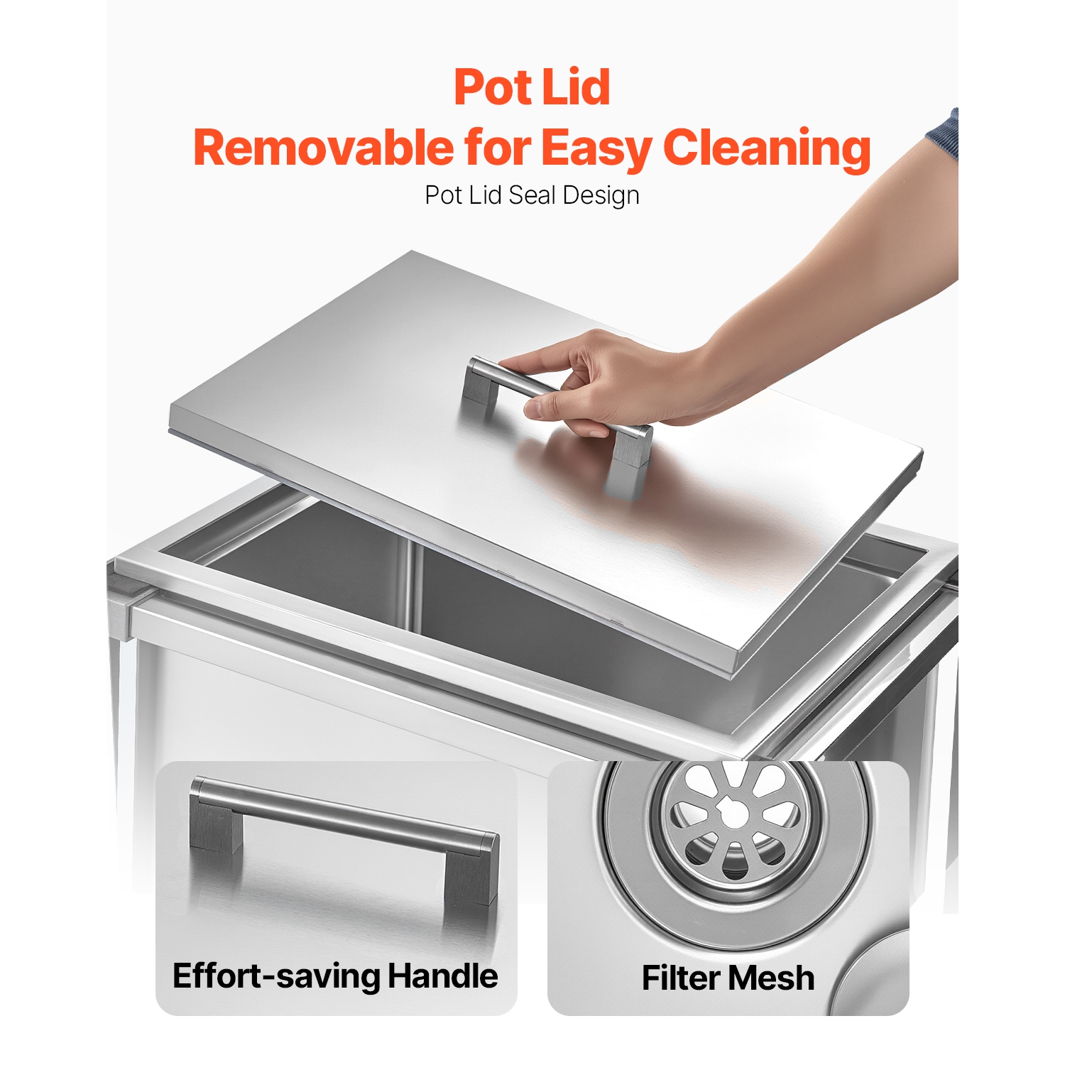 VEVOR 22"L x 16"W x 38"H Rolling Ice Chest Cooler Cart, Stainless Steel Cooling Bin on Wheels, 32.8 Quart Outdoor Stand Up Cooler Trolley with Shelf,