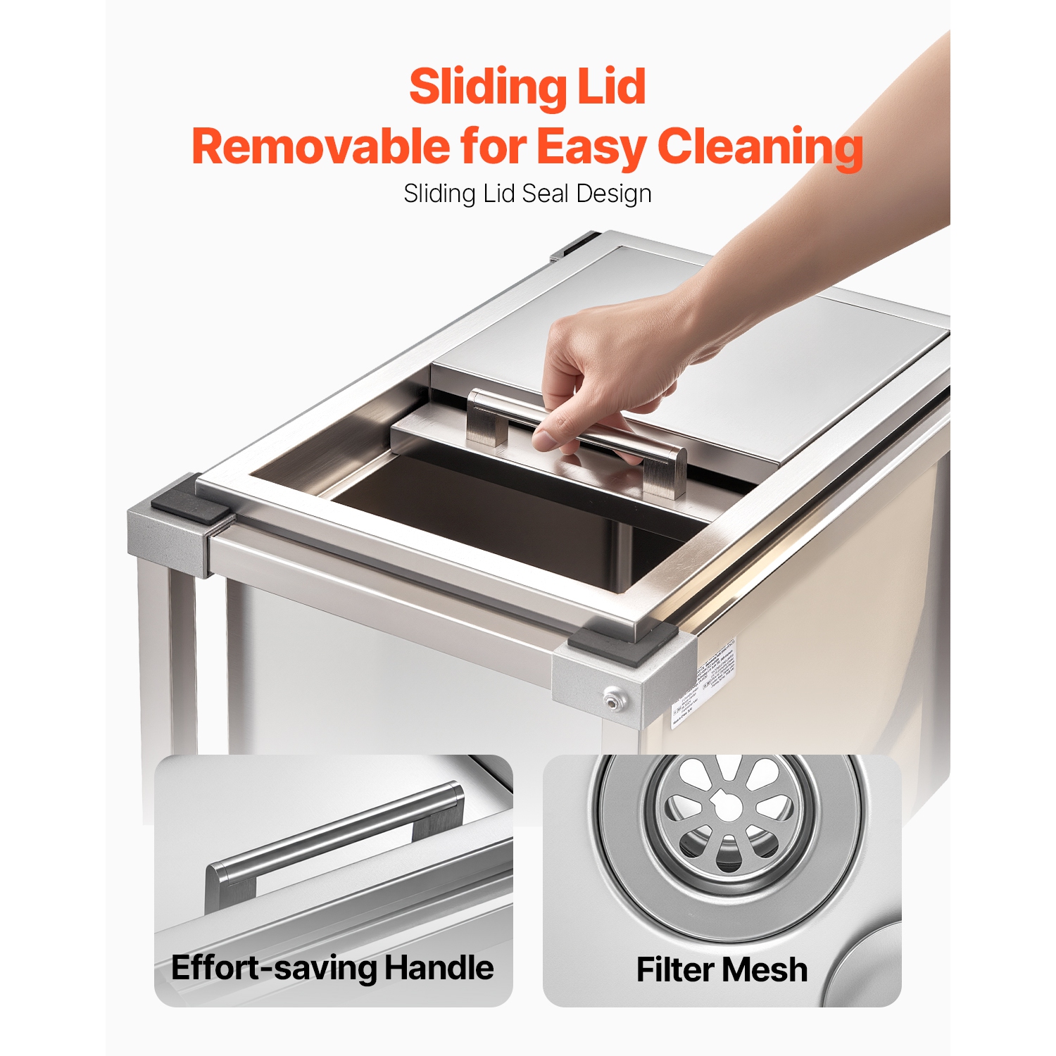 VEVOR 20"L x 14"W x 38"H Rolling Ice Chest Cooler Cart, Stainless Steel Cooling Bin on Wheels, 29.6 Quart Outdoor Stand Up Cooler Trolley with Shelf,