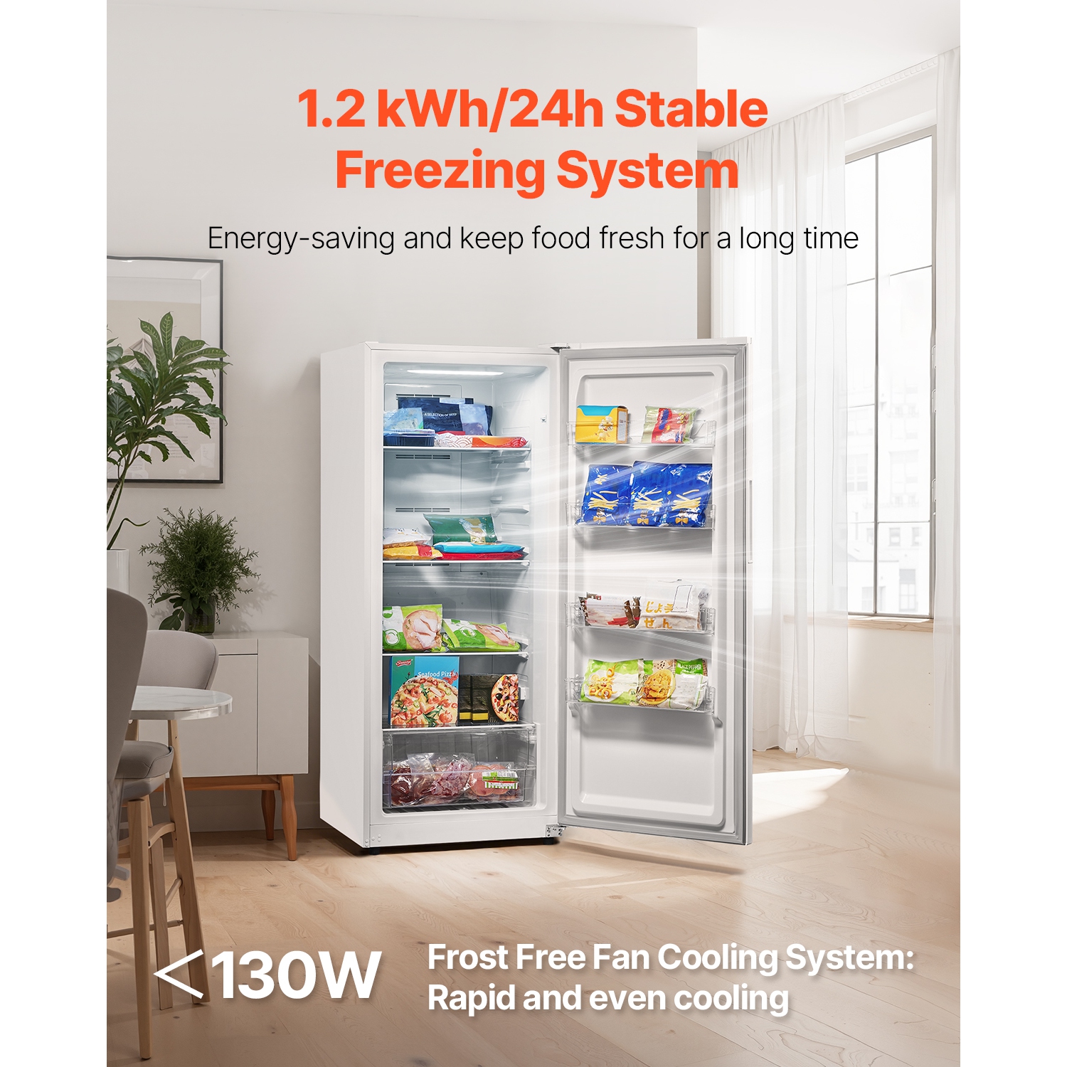 VEVOR 14 Cu.Ft Convertible Freezer/Refrigerator, Frost Free Upright Freezer with Temp Control Panel, Door Open too Long Alarm, Adjustable Shelves and