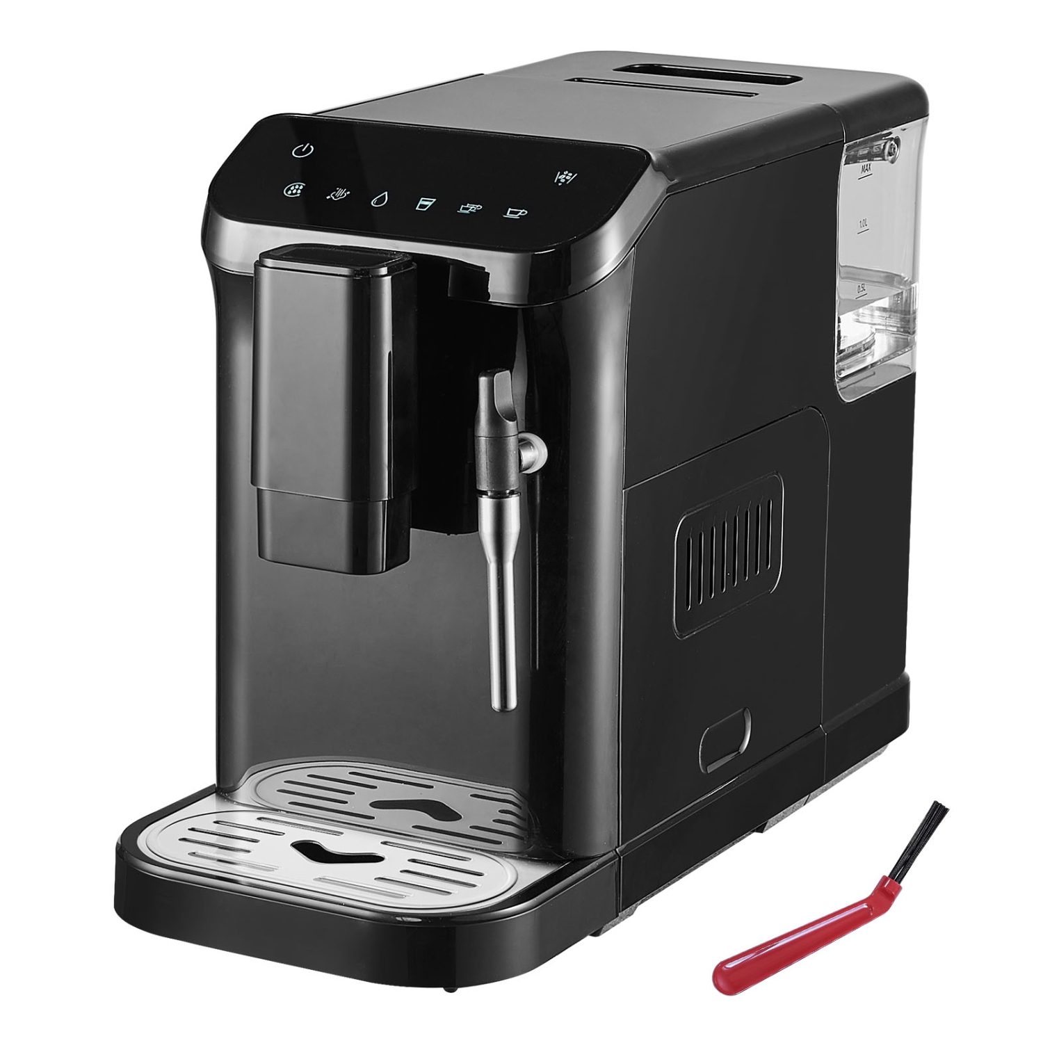 Machine à espresso automatique de 20 bars VEVOR avec buse à vapeur, moulin intégré et 15 réglages de mouture, cafetière à espresso professionnelle