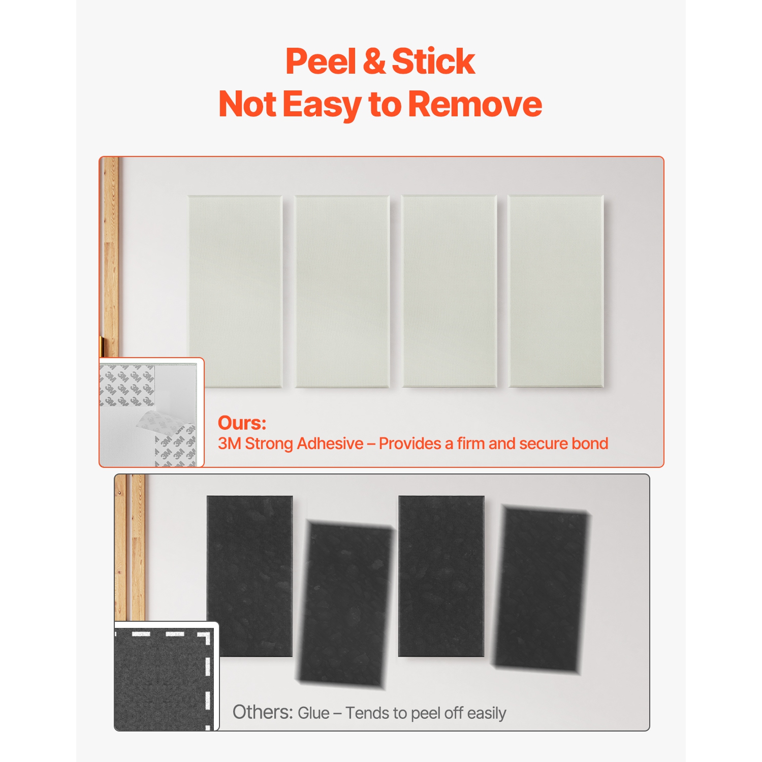 Panneaux acoustiques VEVOR 4 PCS, 2&nbsp;po d'épaisseur, 23,6x11.8 en fibre de verre, panneaux muraux insonorisants auto-adhésifs, pour les studios,