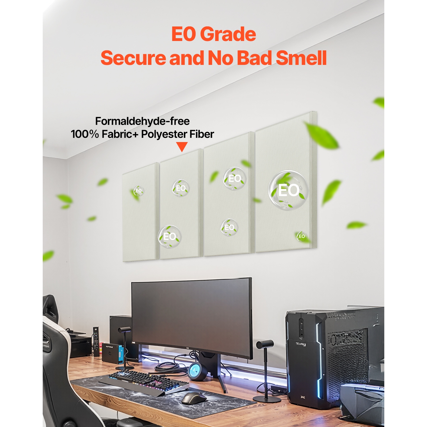 Panneaux acoustiques VEVOR 4 PCS, 2&nbsp;po d'épaisseur, 23,6x11.8 en fibre de verre, panneaux muraux insonorisants auto-adhésifs, pour les studios,