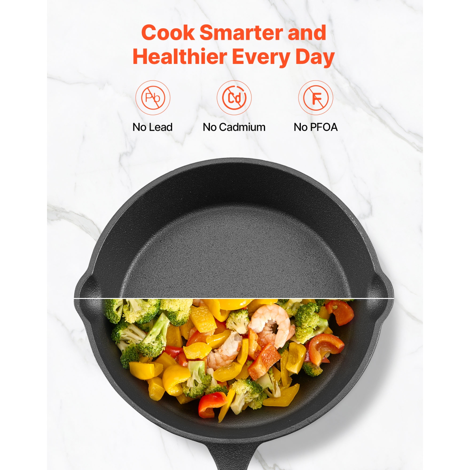 Poêle en fonte 4 pièces VEVOR, ensemble de poêles à frire, poêles avec poignée en silicone résistant à la chaleur, poêle préassaisonnée, pour four,