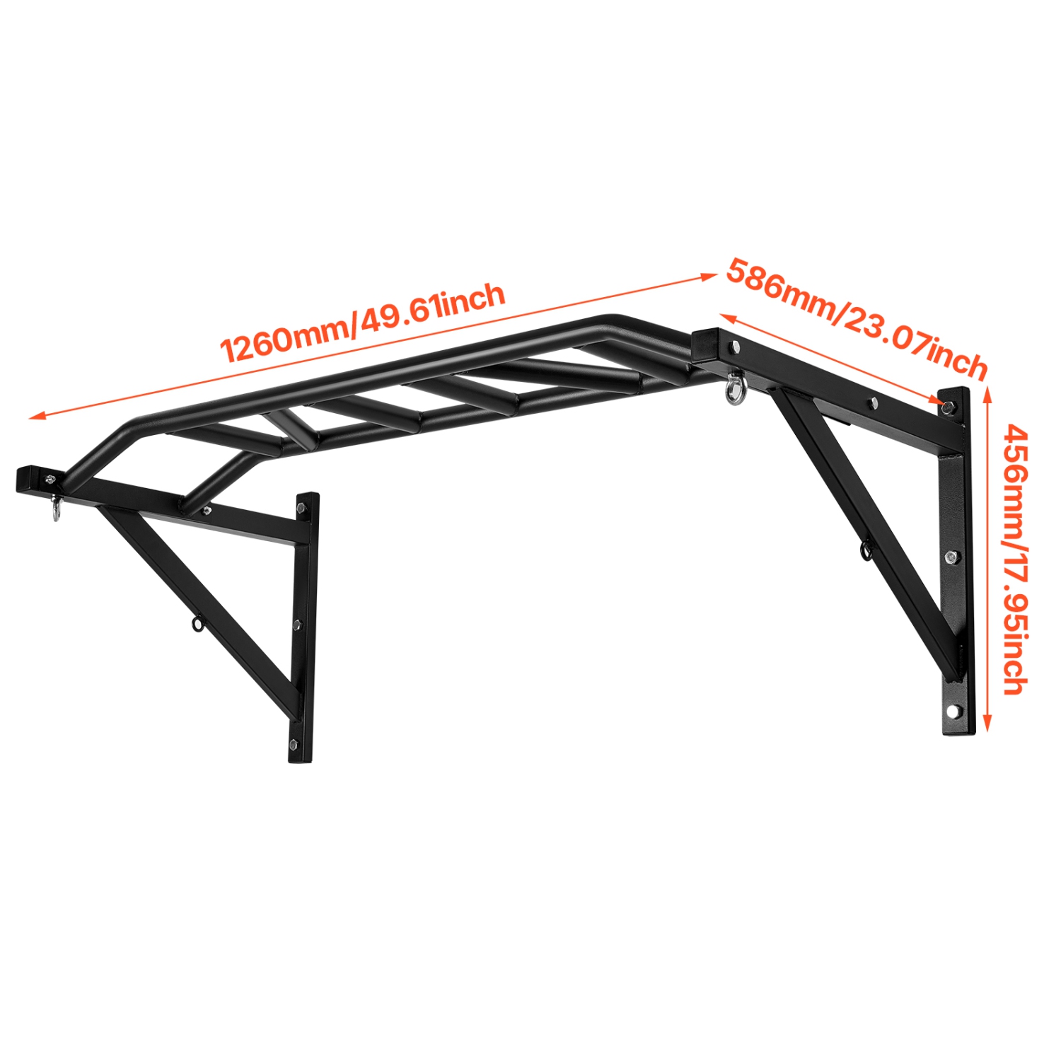 VEVOR 50 in Width Pull Up Bar, Multi-Grip Wall Mounted Pull Ups, Multifunctional Chin Up Training Station, Steel Upper Body Workout Bars with LAT