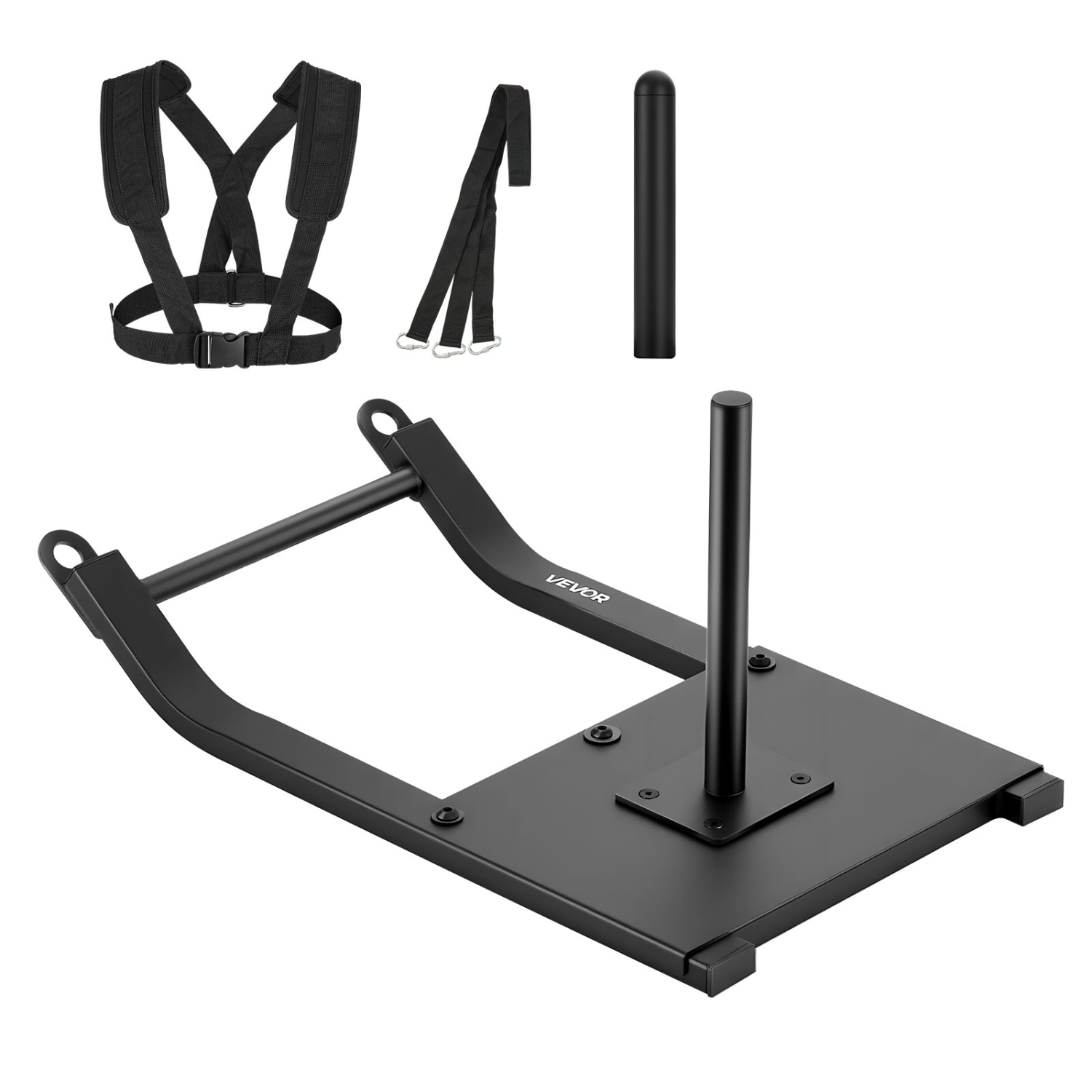 VEVOR Weight Sled, Steel Power Sled, Fitness Strength Training Sleds for Athletic Exercise Speed Improvement, with Harness, Compatible with 1/2 in