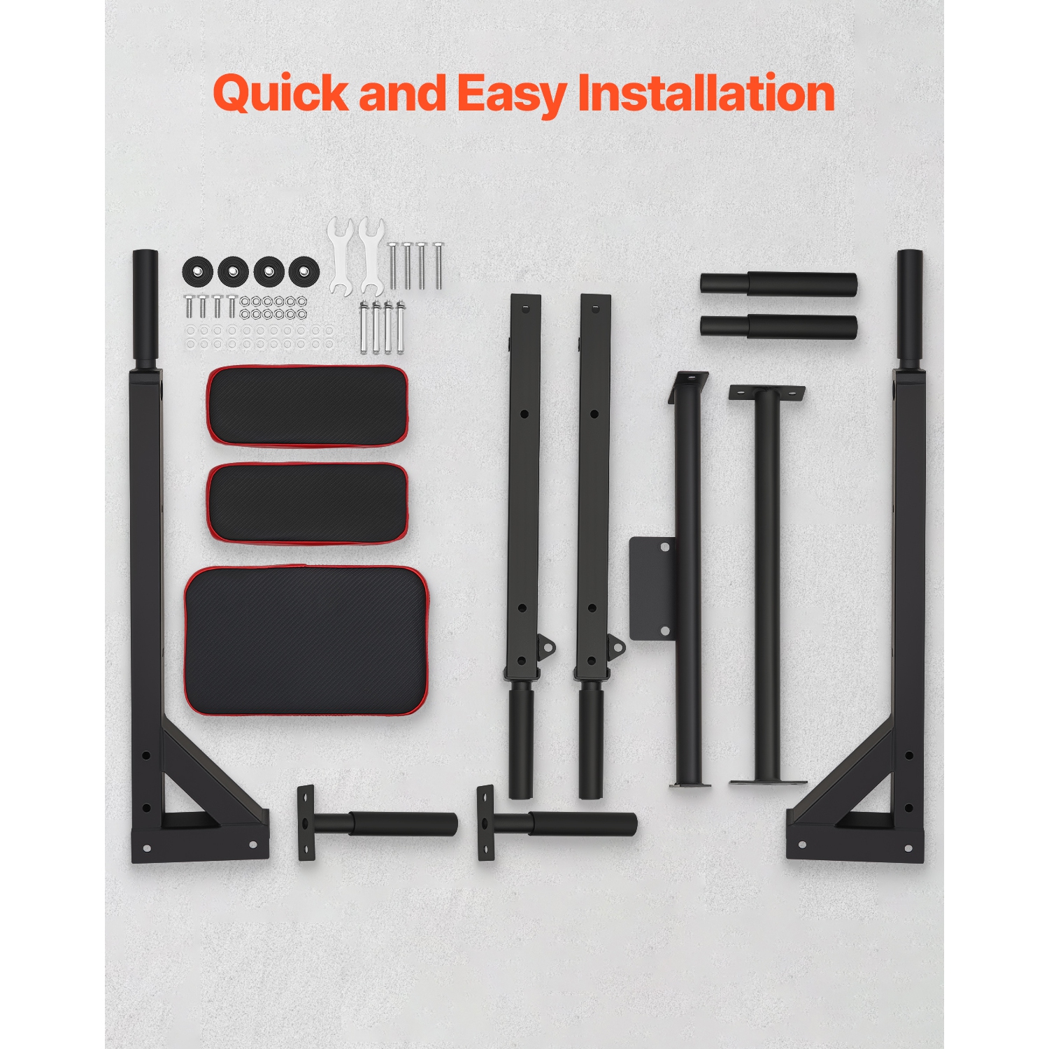 VEVOR 440 lbs Weight Capacity Multifunctional Pull Up Bar, Wall Mounted Chin Up Bar Dip Station for Home Gym, Heavy Duty Steel Upper Body Workout