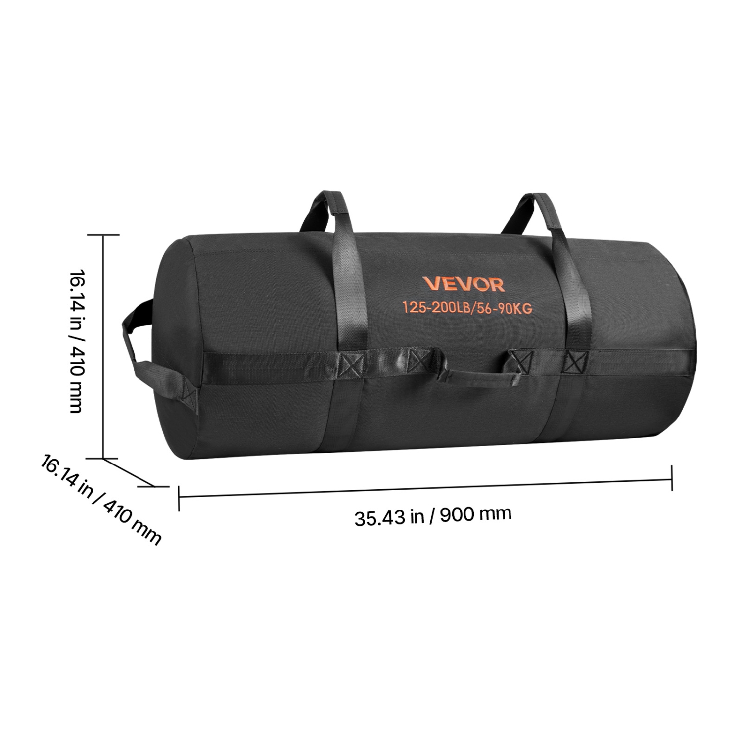 VEVOR 125-200 lbs Workout Sandbag, Heavy Duty Workout Power Bags with Handles, Adjustable Slam Bag for Fitness Strength Weight Training