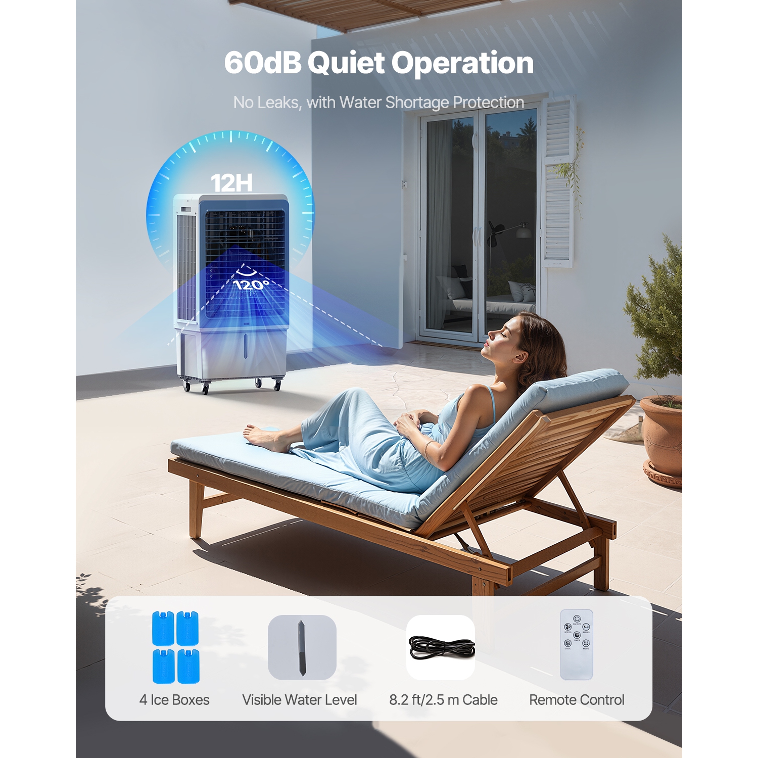 VEVOR 4129 CFM Evaporative Air Cooler, with 12.7 Gallon Water Tank Swamp Cooler, Portable Cooling Fan with Remote Control, 12H Timer, 4 Ice Boxes,