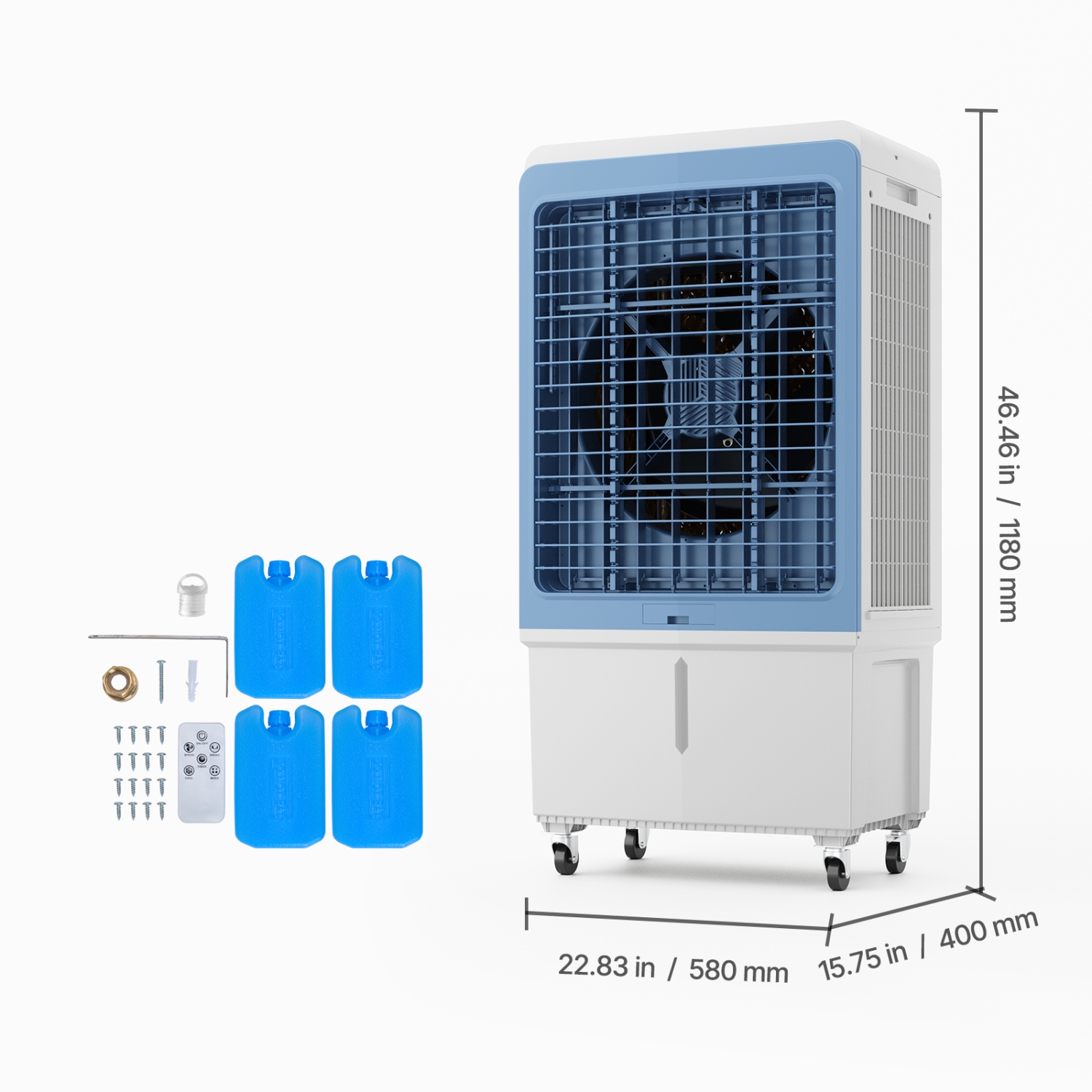 VEVOR 4129 CFM Evaporative Air Cooler, with 12.7 Gallon Water Tank Swamp Cooler, Portable Cooling Fan with Remote Control, 12H Timer, 4 Ice Boxes,