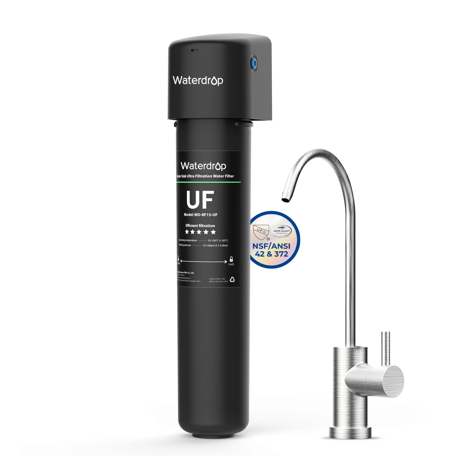 Waterdrop 15UB-UF 0.01 μm Ultra Filtration Under Sink Water Filter System for Baçtёria Reduction