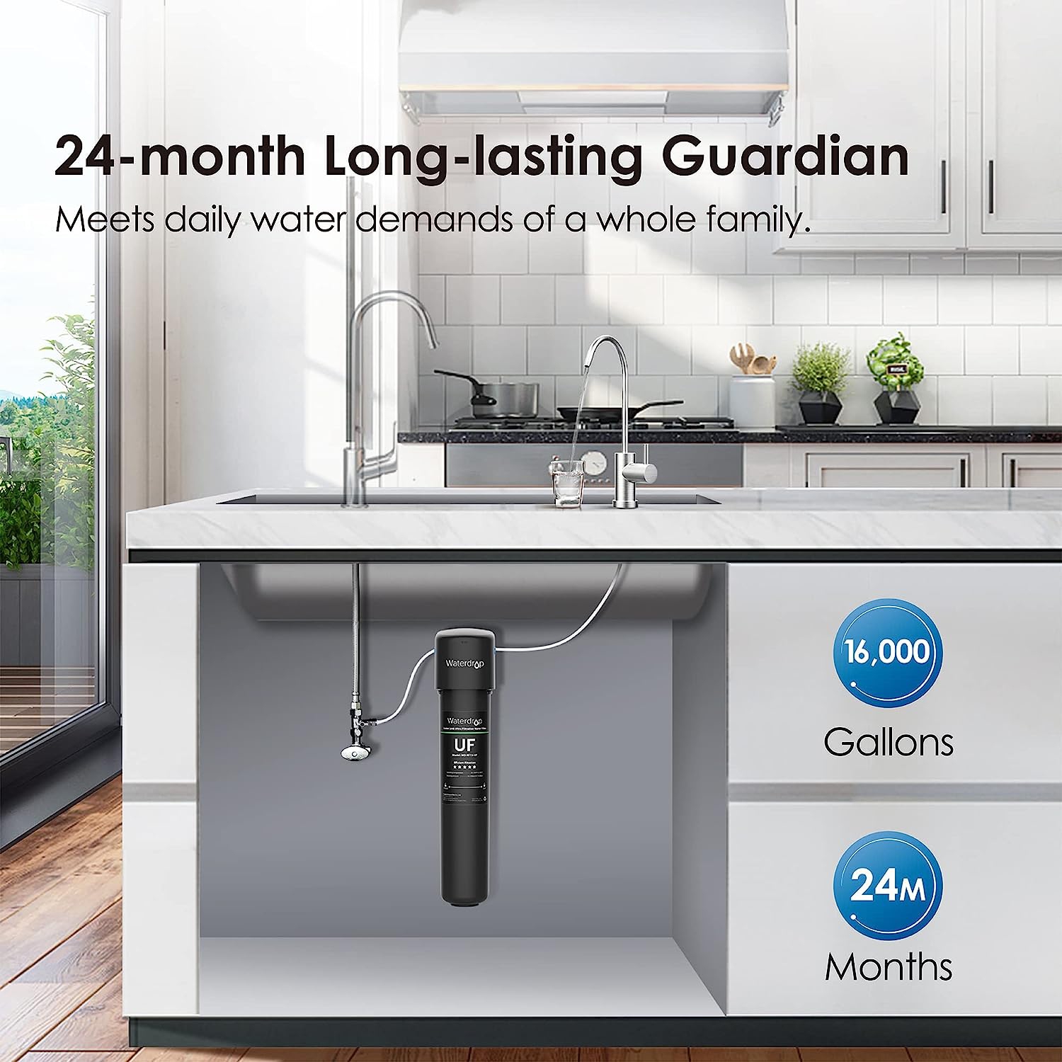 Waterdrop 15UB-UF 0.01 μm Ultra Filtration Under Sink Water Filter System for Baçtёria Reduction