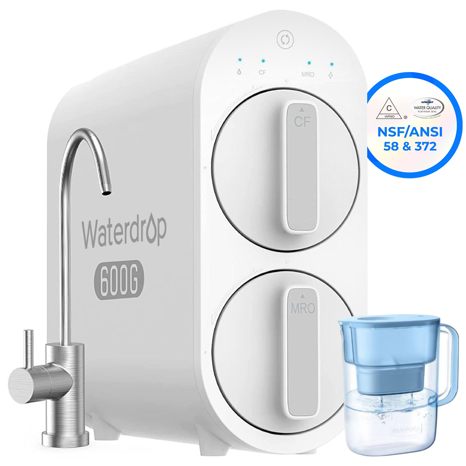 Waterdrop G2P600 Reverse Osmosis System Extra WD-PT-07B Water Filter Pitcher