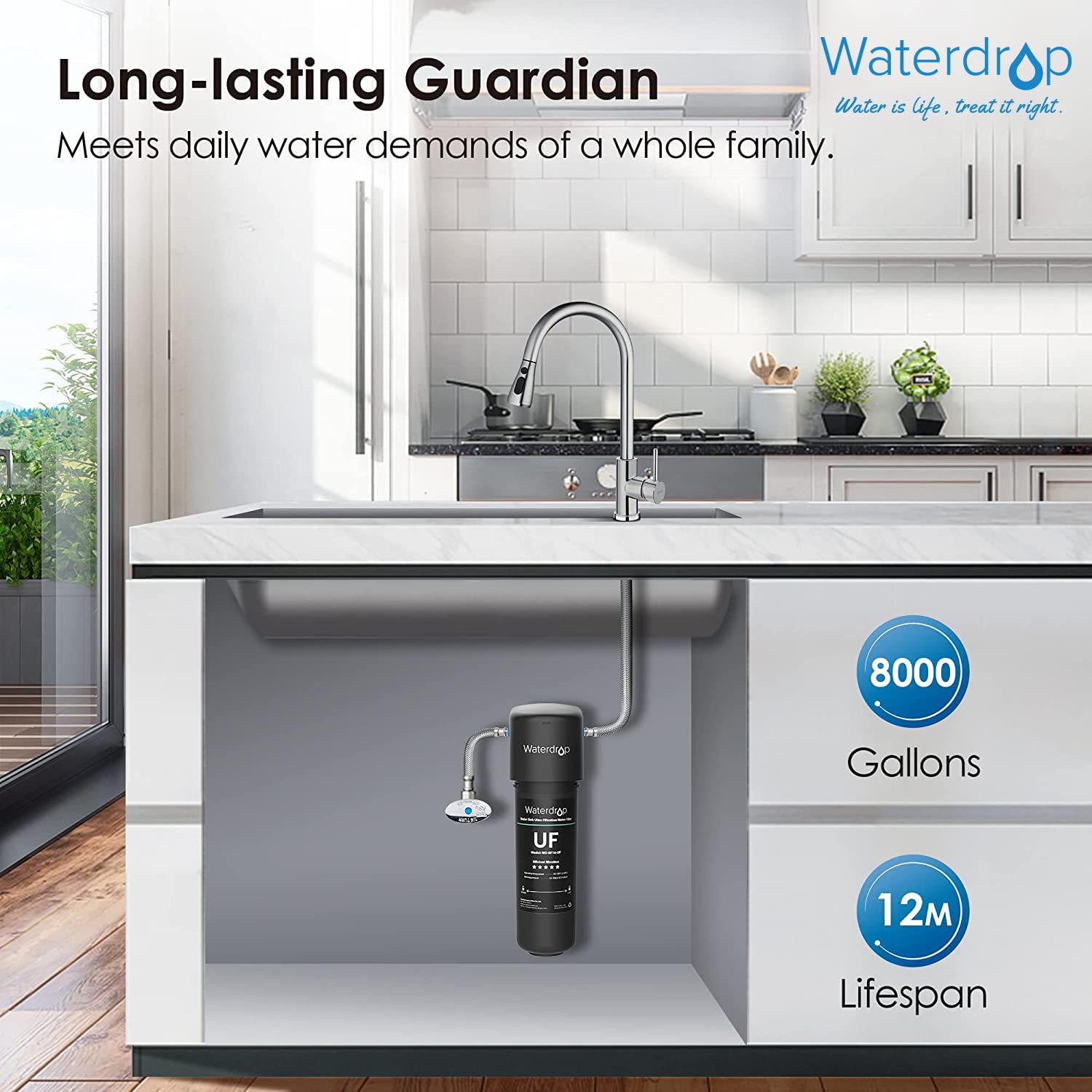 Waterdrop 10UA-UF 0.01 μm Ultra Filtration Under Sink Water Filter for Baçtёria Reduction