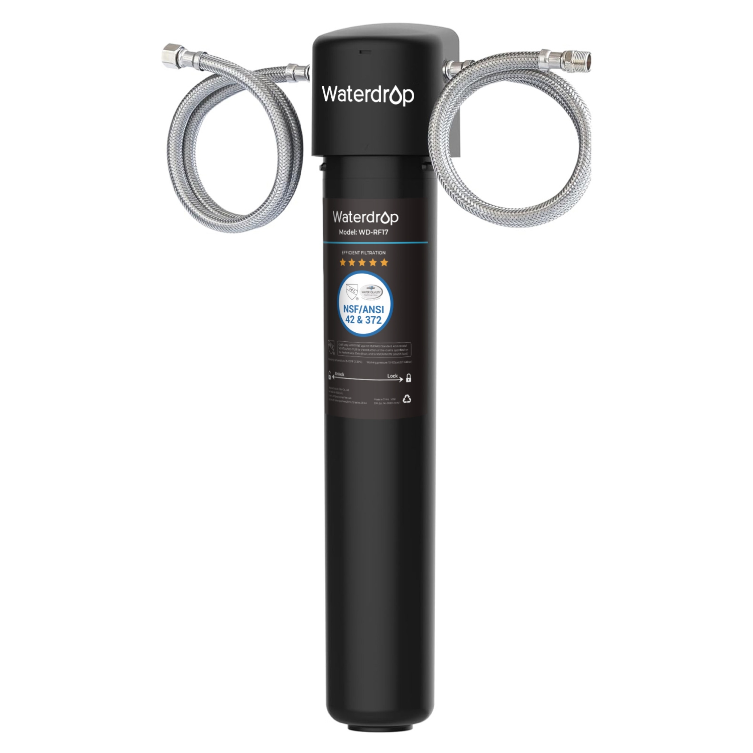 Filtre à eau sous l'évier de Waterdrop, 17UA, 3 ans, système de filtration d'eau sous l'évier