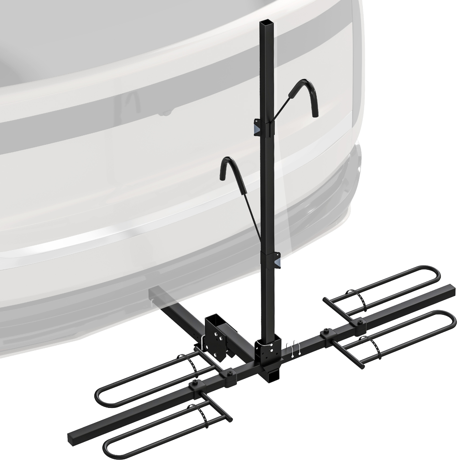 Porte-vélos d'attelage de HOMCOM pour voiture, porte-vélos 200&nbsp;lb 2 avec plateforme, tendeur d'attelage, conception pliable, courroie de