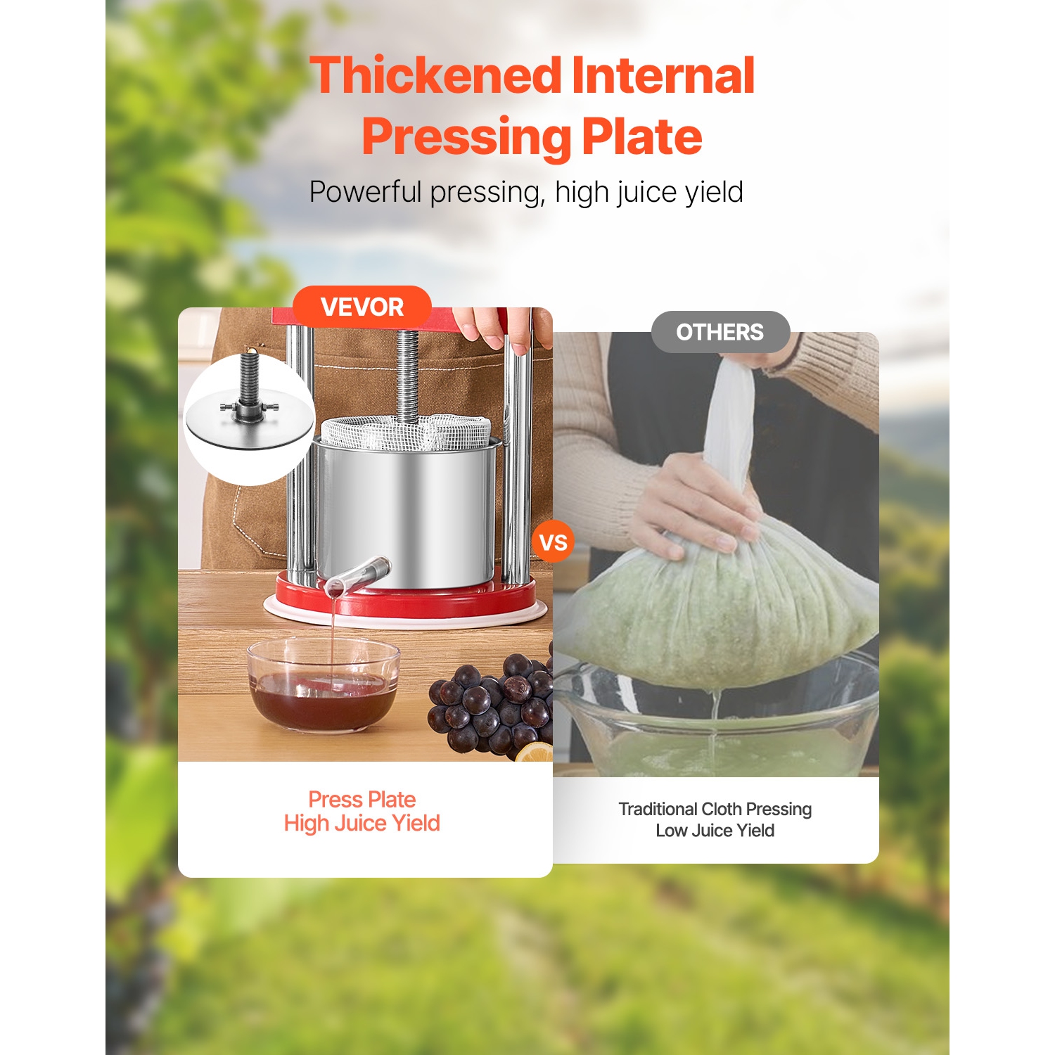 Presse à vin de 0,44 gal/1,65 L VEVOR, 2 barils en acier inoxydable, machine à jus manuelle, teinture pomme et raisin, presse à huile d'olive au