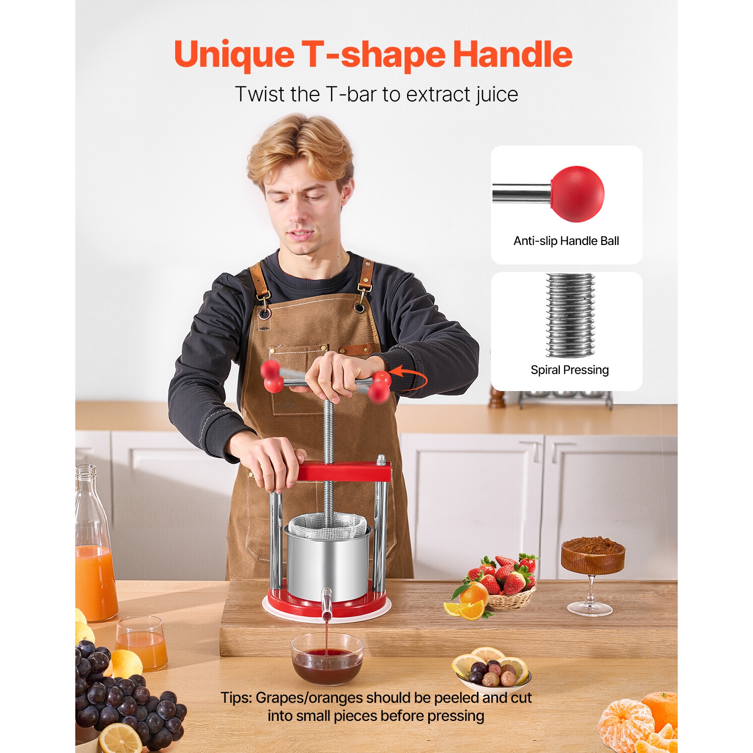 Presse à vin de 0,44 gal/1,65 L VEVOR, 2 barils en acier inoxydable, machine à jus manuelle, teinture pomme et raisin, presse à huile d'olive au