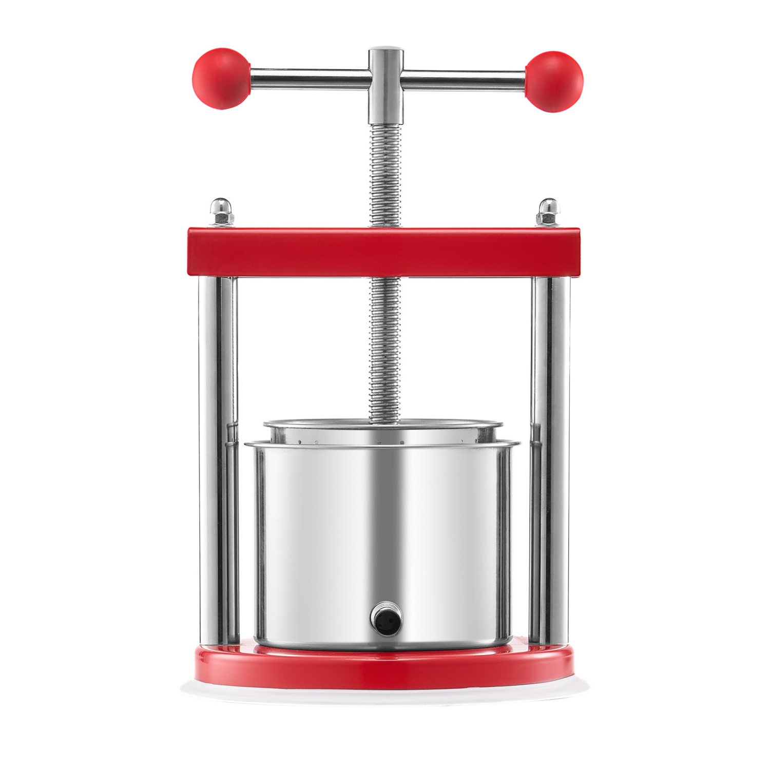 VEVOR 1.6 Gal/ 6 L Fruit Wine Press, 2 Stainless Steel Barrels, Manual Juice Maker, Cider Apple Grape Tincture Honey Olive Oil Making Press with