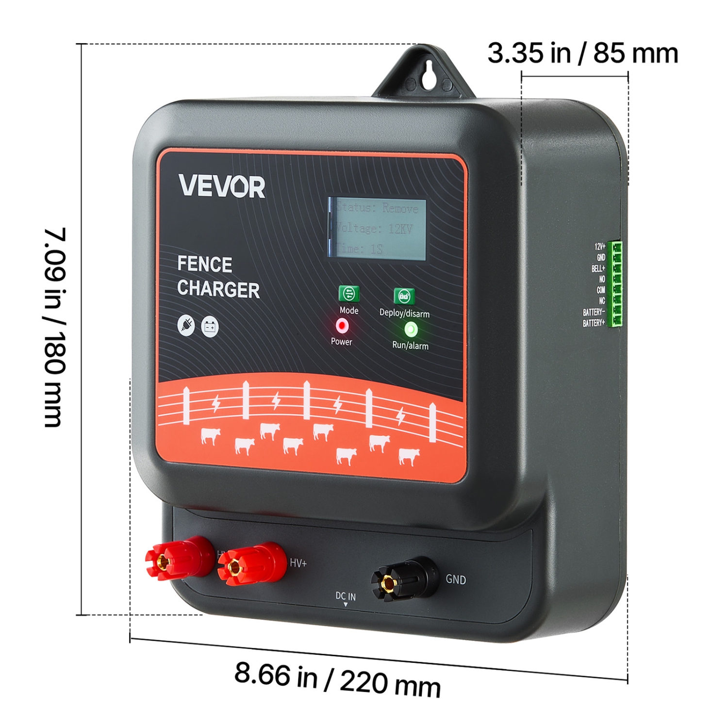 VEVOR 2J/3J/5J Multi-Powered Electric Fence Charger, Electric Fence Energizer with Real-Time LED Display, 6.2 Miles Range, AC DC Powerful Fences
