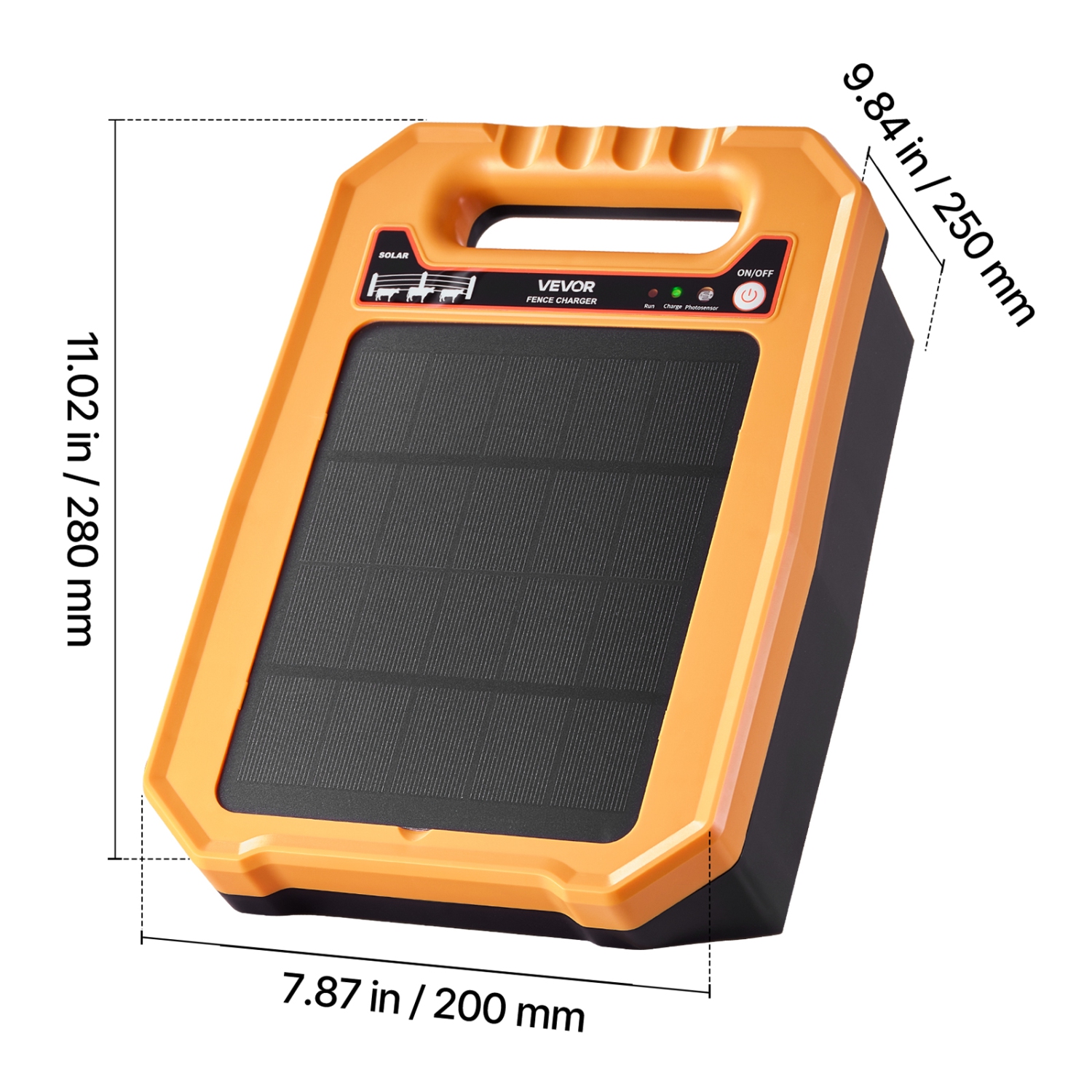 VEVOR 0.3J 8 kV Solar Fence Charger, Solar Powered Fence Charger, 1.86 Miles Range, Weather-Resistant Electric Fence Energizer Kit, 7 Days Runtime,