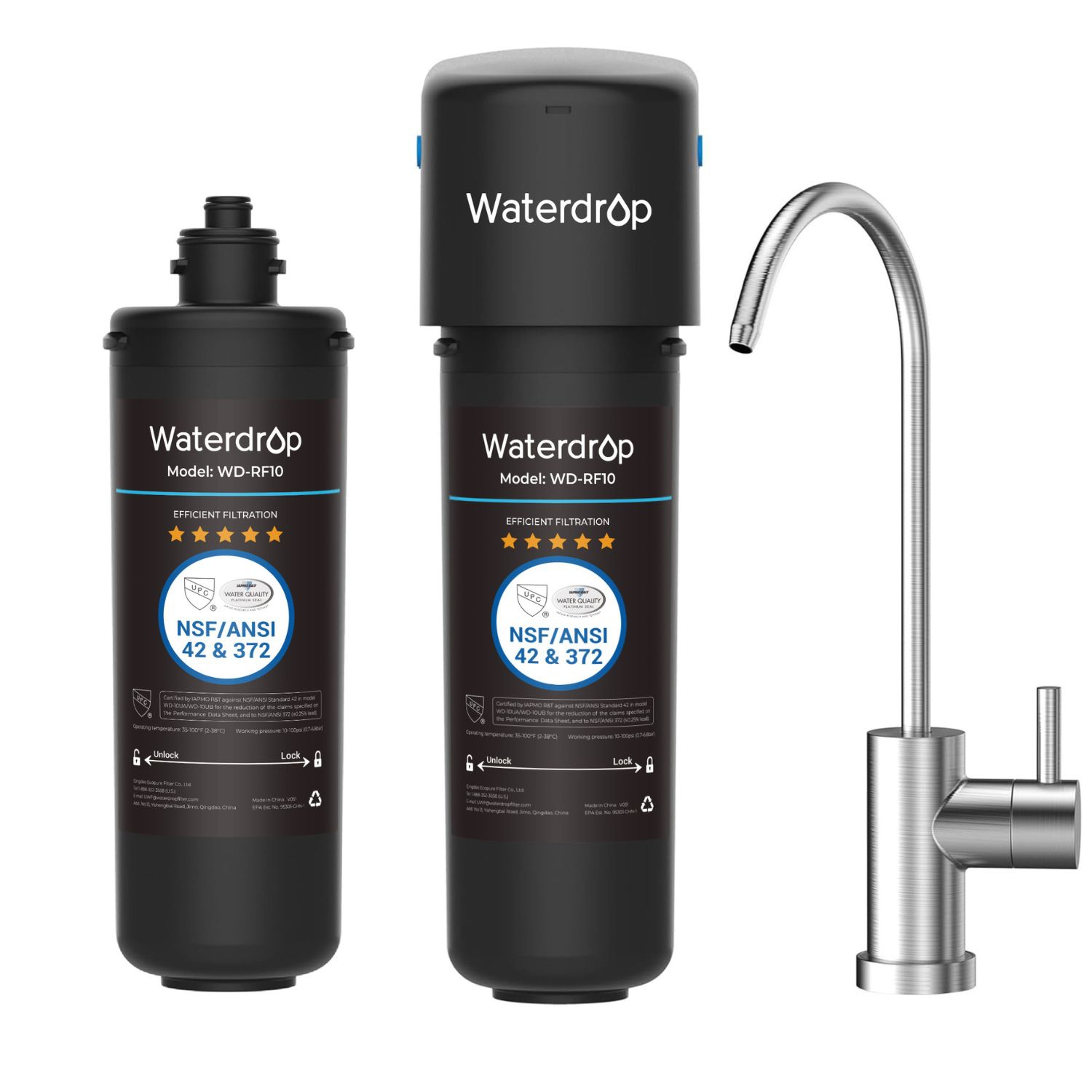 Waterdrop 10UB Under Sink Water Filter System, extra RF10 Filter
