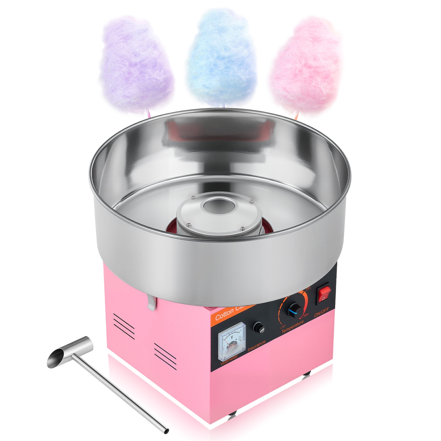 VEVOR 1000W Cotton Candy Machine Commercial, Electric Candy Floss Maker, Easy Use with 15 inch Stainless Steel Bowl and Sugar Scoop, Makes Hard Candy