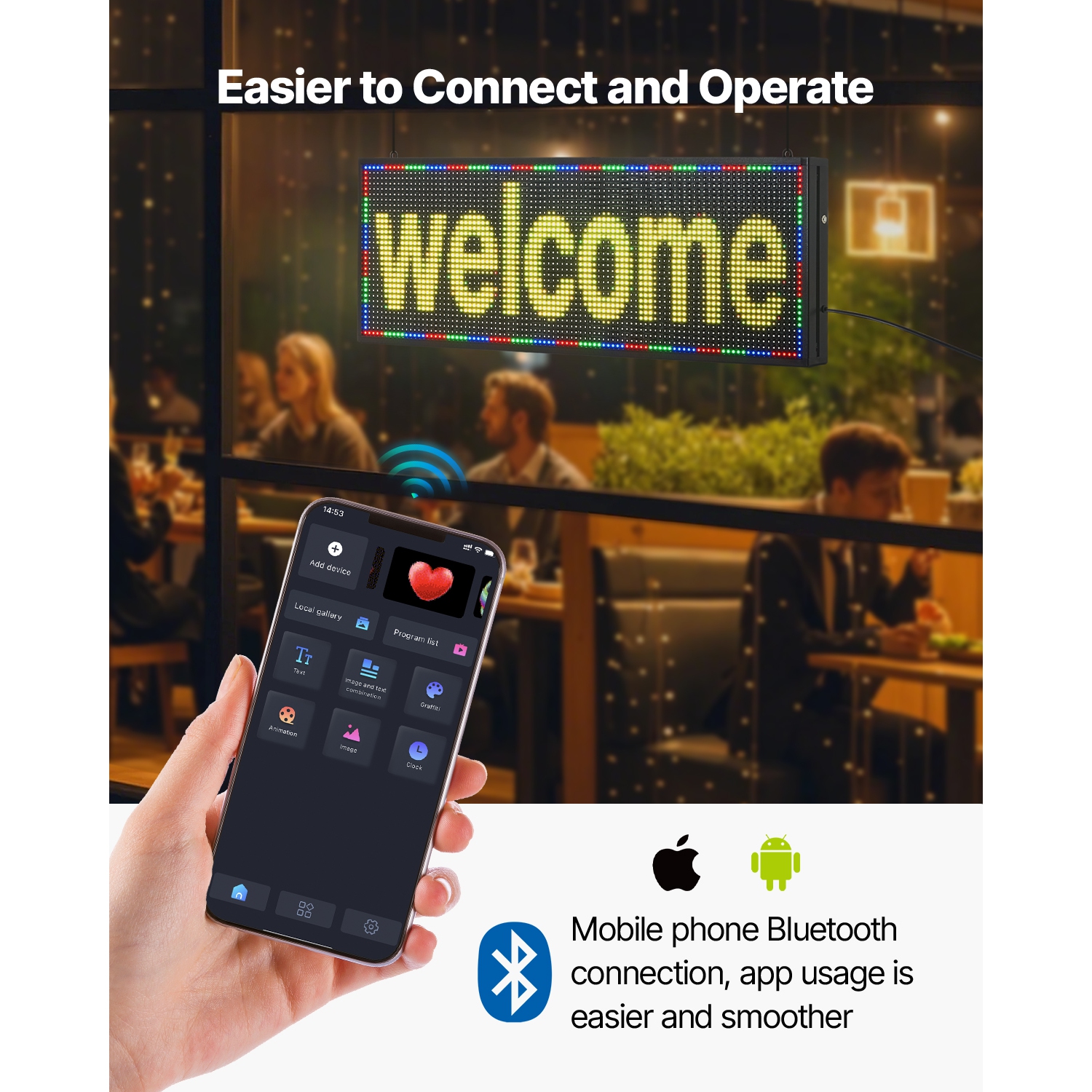 VEVOR P10 Programmable LED Sign,Full Color Flexible Digital Scrolling Panel, DIY Custom Text Pattern GIF Display Board, Bluetooth APP Control Message