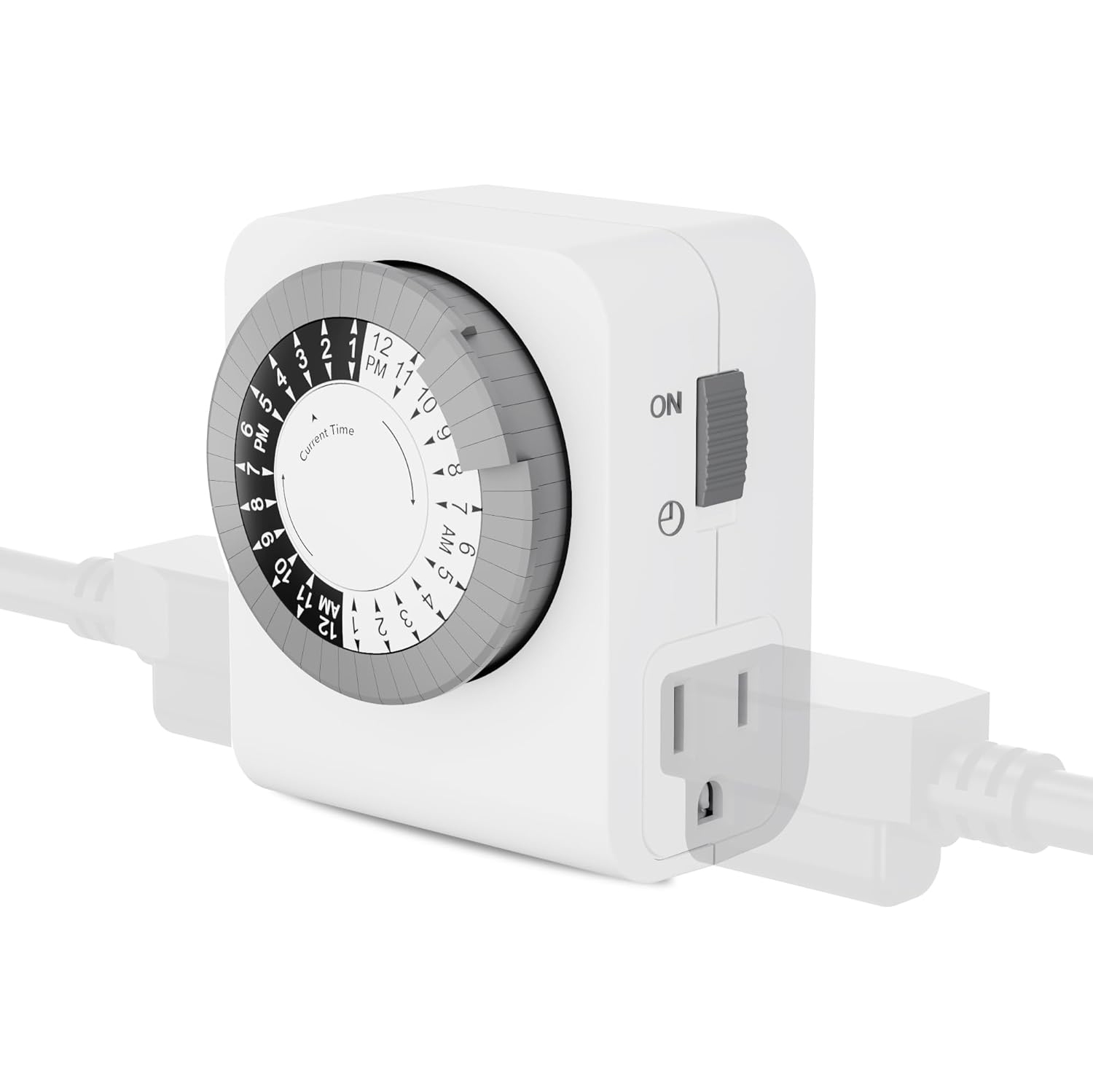 BN-LINK Indoor Dual Outlet Timers, Heavy-Duty Mechanical, 24-Hour, 3-Prong Design with 30-Minute Intervals for Lamps, Indoor Lighting, and Christmas