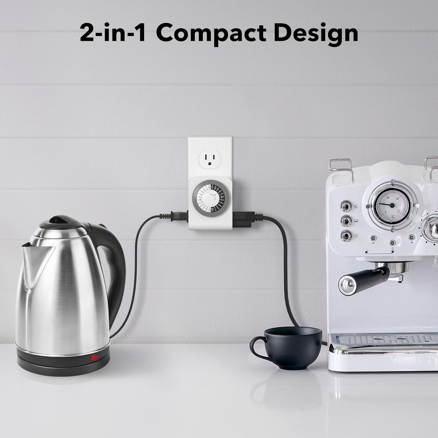 BN-LINK Indoor Dual Outlet Timers, Heavy-Duty Mechanical, 24-Hour, 3-Prong Design with 30-Minute Intervals for Lamps, Indoor Lighting, and Christmas