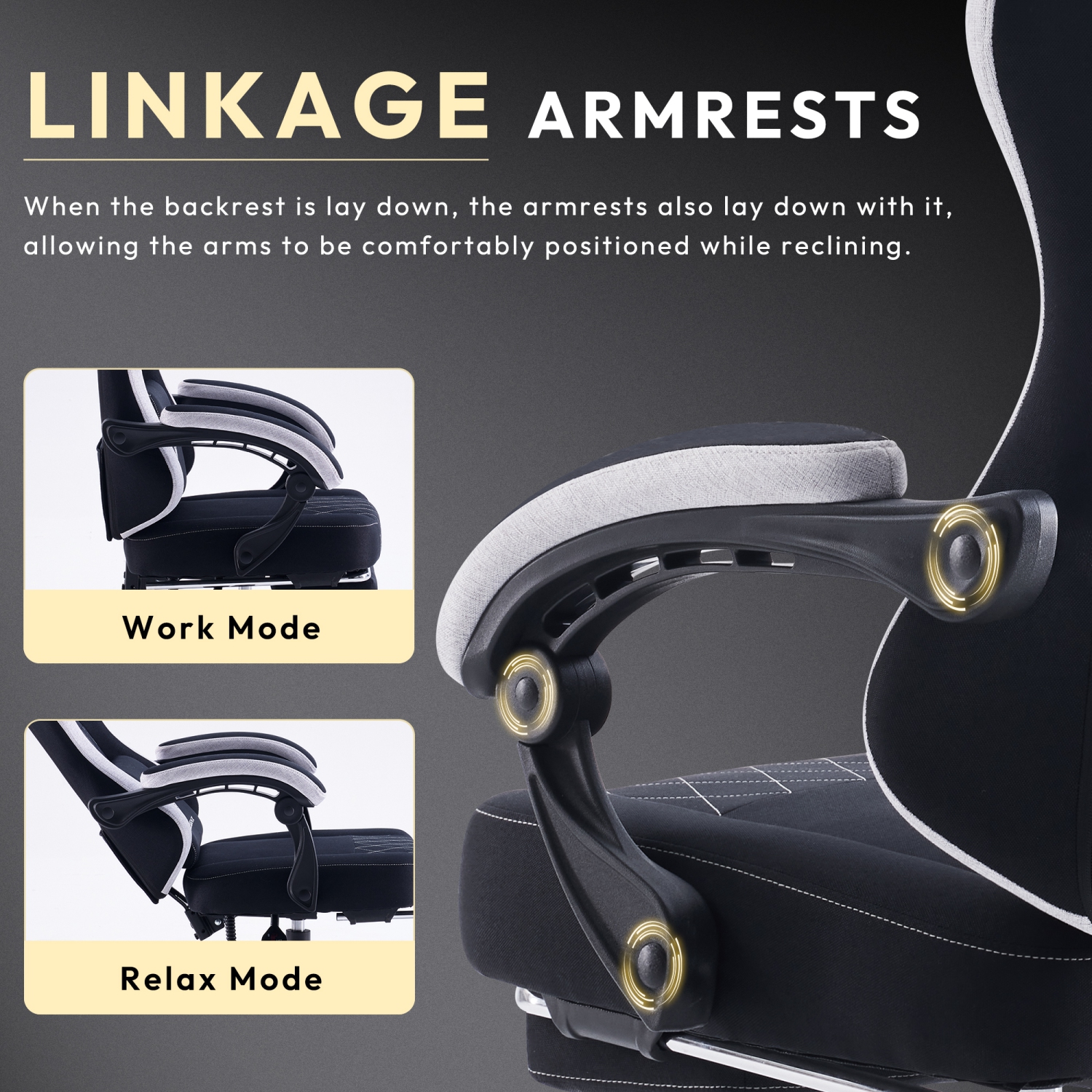 Dowinx Gaming Chair Fabric with Footrest, Ergonomic Computer Chair with Massage Lumbar Support, Big and Tall Game Chair for Adults, Home Office Chair