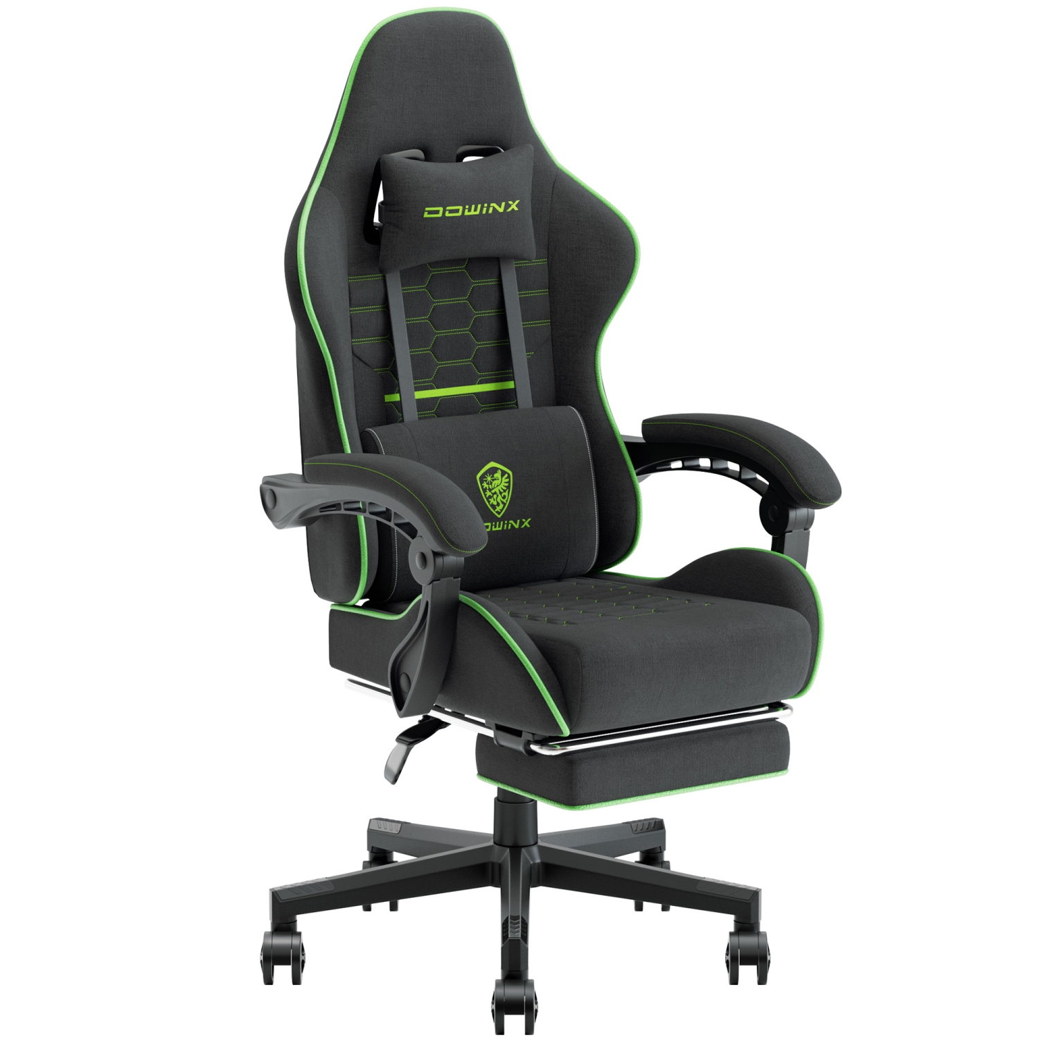 Fauteuil de jeu Dowinx, fauteuil de bureau en tissu avec coussin à ressorts ensachés, tissu de fauteuil de massage avec appuie-tête, fauteuil