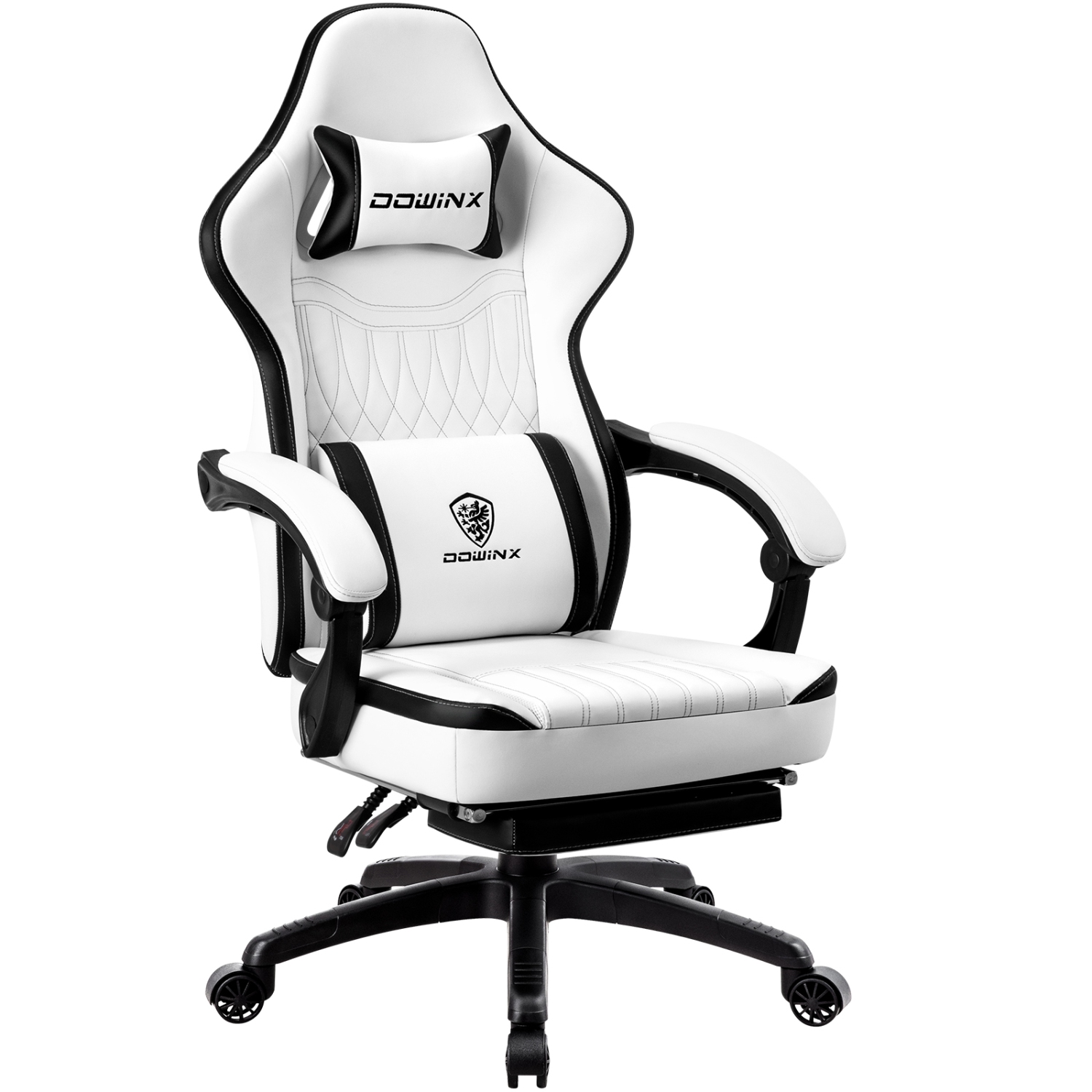 Fauteuil de jeu Dowinx respirant en cuir PU avec coussin à ressorts ensachés, fauteuil d'ordinateur ergonomique avec soutien lombaire de massage,