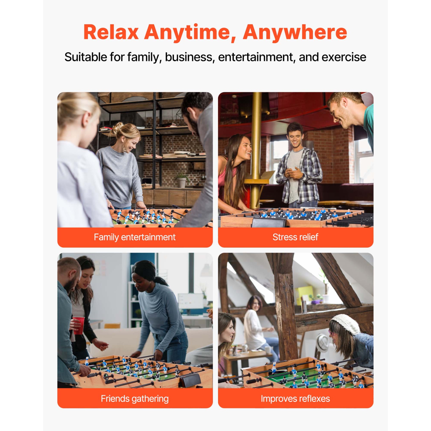 Table de soccer pliante VEVOR 42&nbsp;po, table de taille standard, tables de soccer intérieur pleine grandeur pour la maison, la famille et la salle