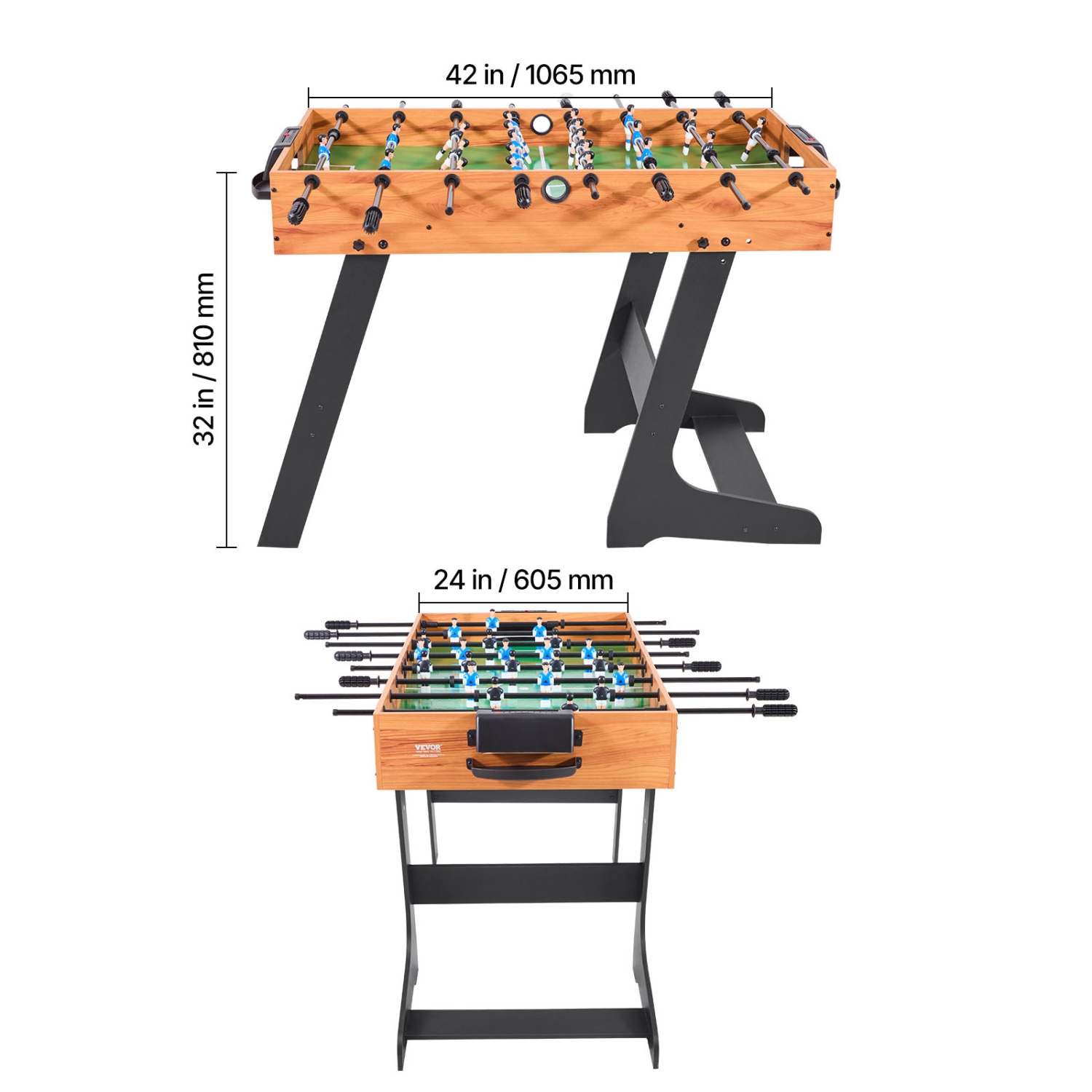 Table de soccer pliante VEVOR 42&nbsp;po, table de taille standard, tables de soccer intérieur pleine grandeur pour la maison, la famille et la salle