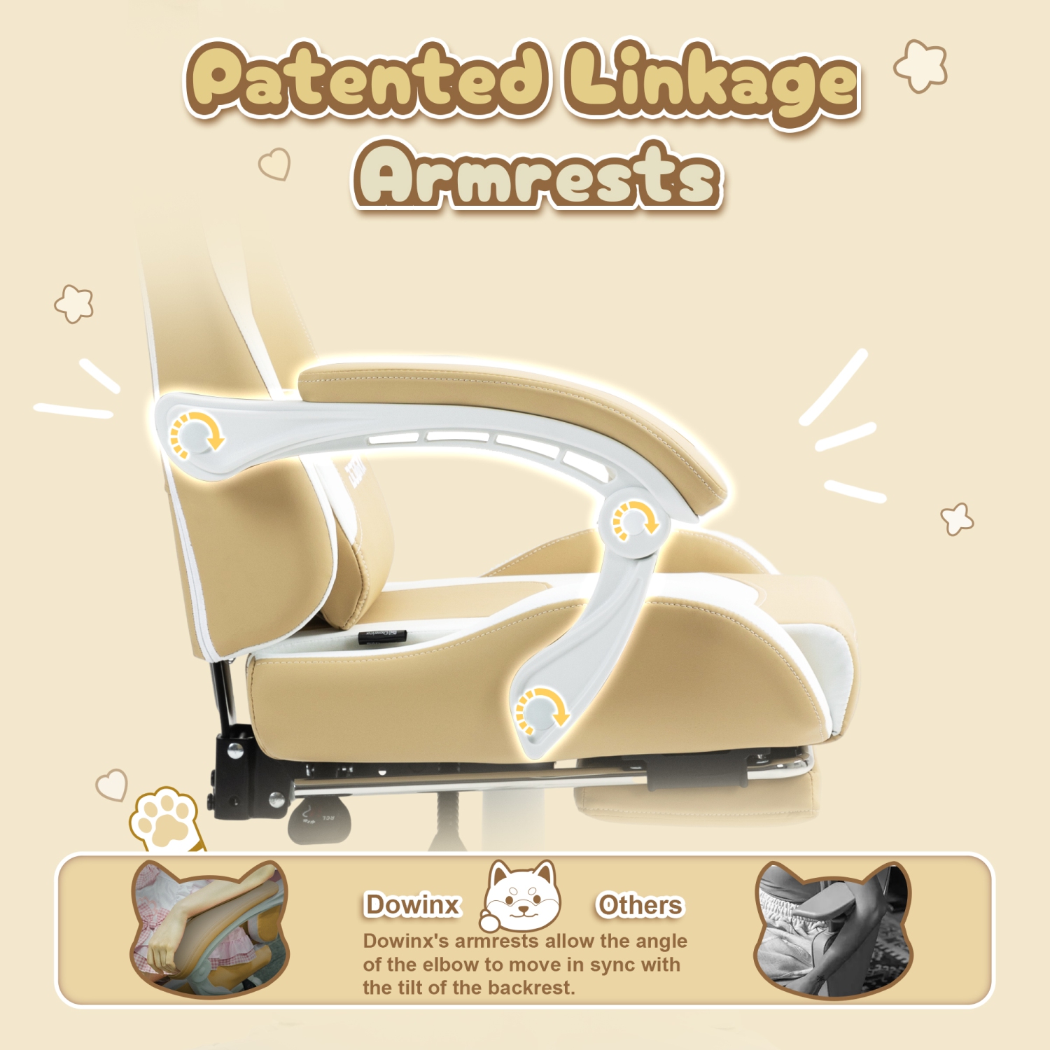 Fauteuil de jeu Dowinx aux oreilles de chat et au massage lombaire, fauteuil d'ordinateur ergonomique pour fille avec appuie-pieds et appuie-tête et