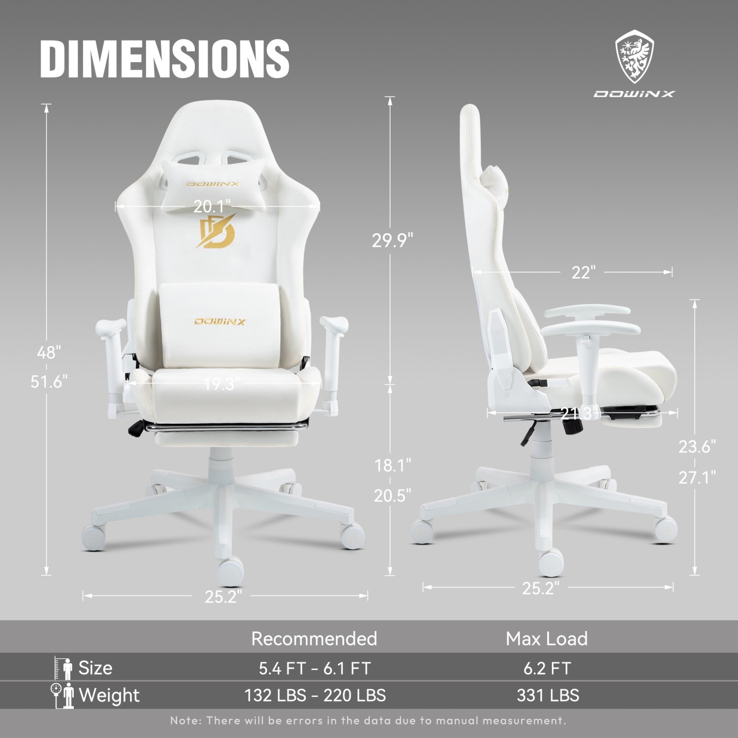 Fauteuil de jeu avec soutien lombaire et repose-pieds de Dowinx – Fauteuil de bureau ergonomique inclinable, tissu en suède à dossier haut pour