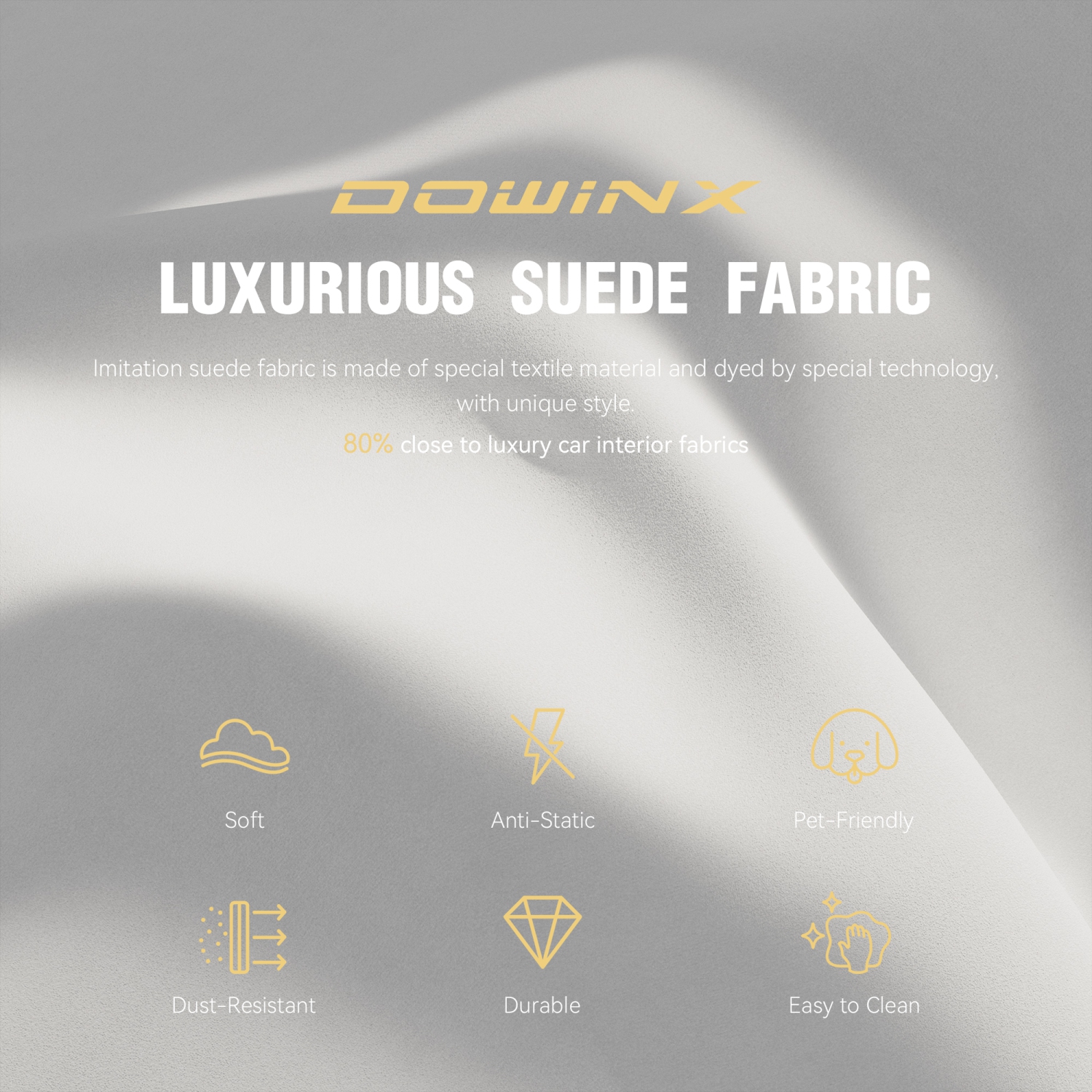 Fauteuil de jeu avec soutien lombaire et repose-pieds de Dowinx – Fauteuil de bureau ergonomique inclinable, tissu en suède à dossier haut pour