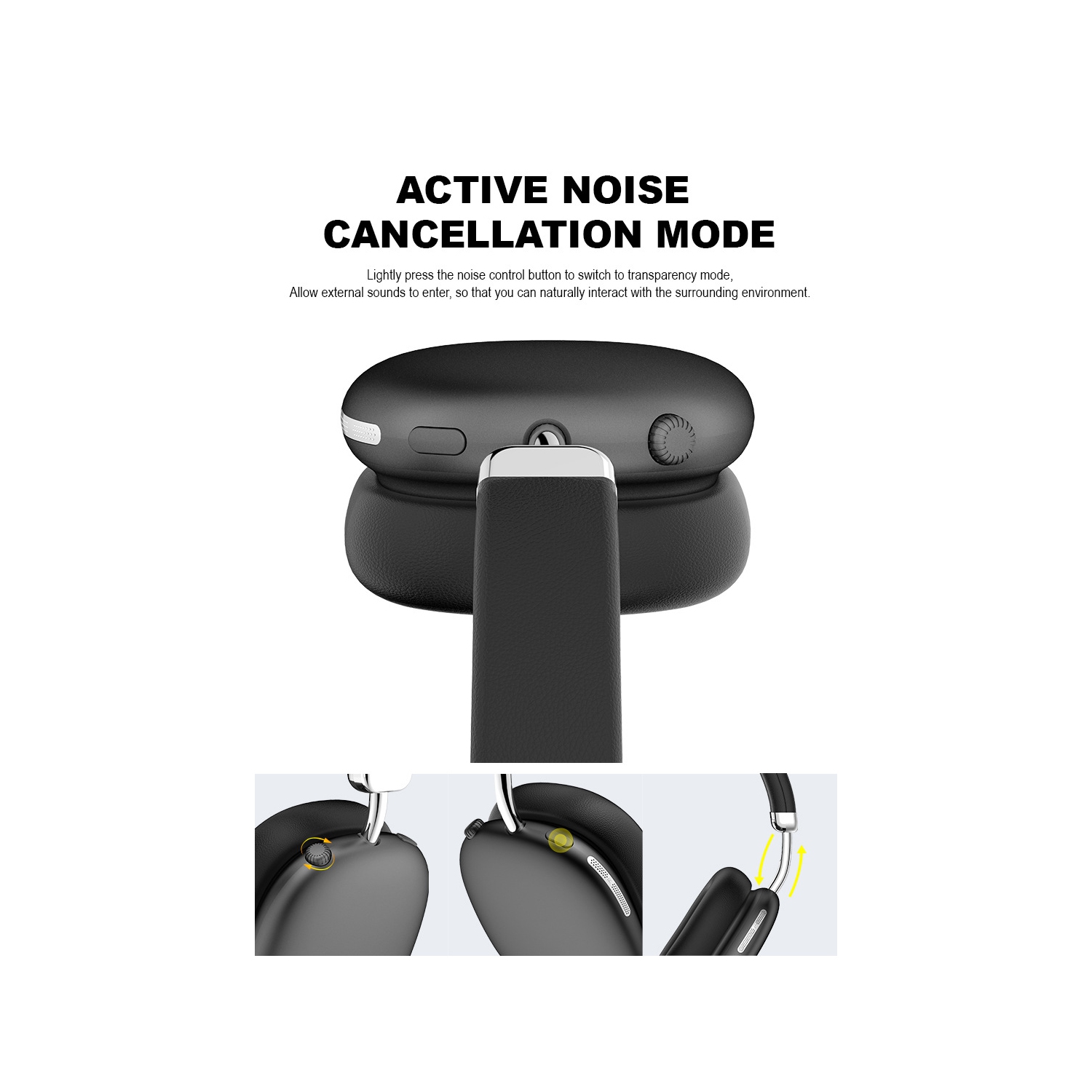 Active Noise Cancelling On-Ear Headphones with Bluetooth 5.3 Connectivity - 40mm Hi-Fi Drivers, Removable Magnetic Eartips, and Long Battery Life -