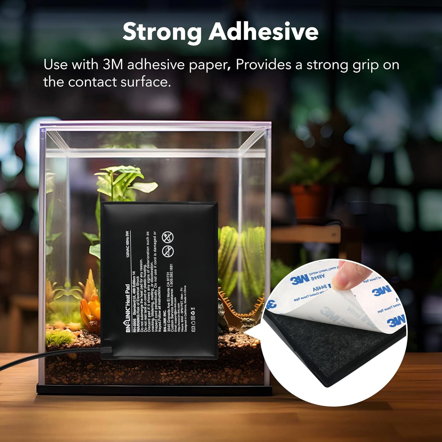 BN-LINK – Coussin chauffant pour reptile de 6 x 8&nbsp;po avec thermostat numérique – Chaufferette sous le réservoir pour tortues, lézards,