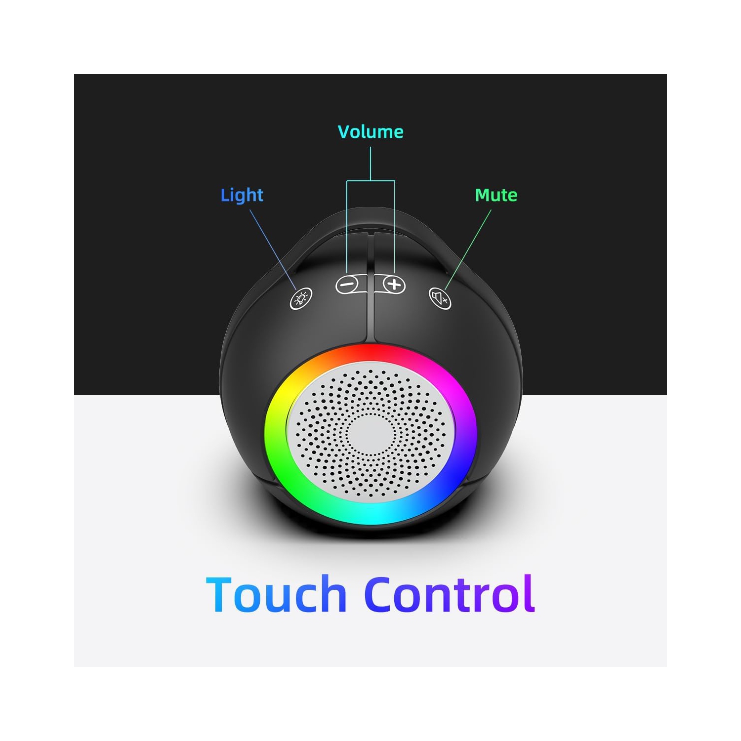 USB Computer Speaker for Desktop PC,Portable Plug-N-Play Laptop Speakers with Dynamic RGB Light,Clear Sound,Deep Bass,Touch Control,Compatible with