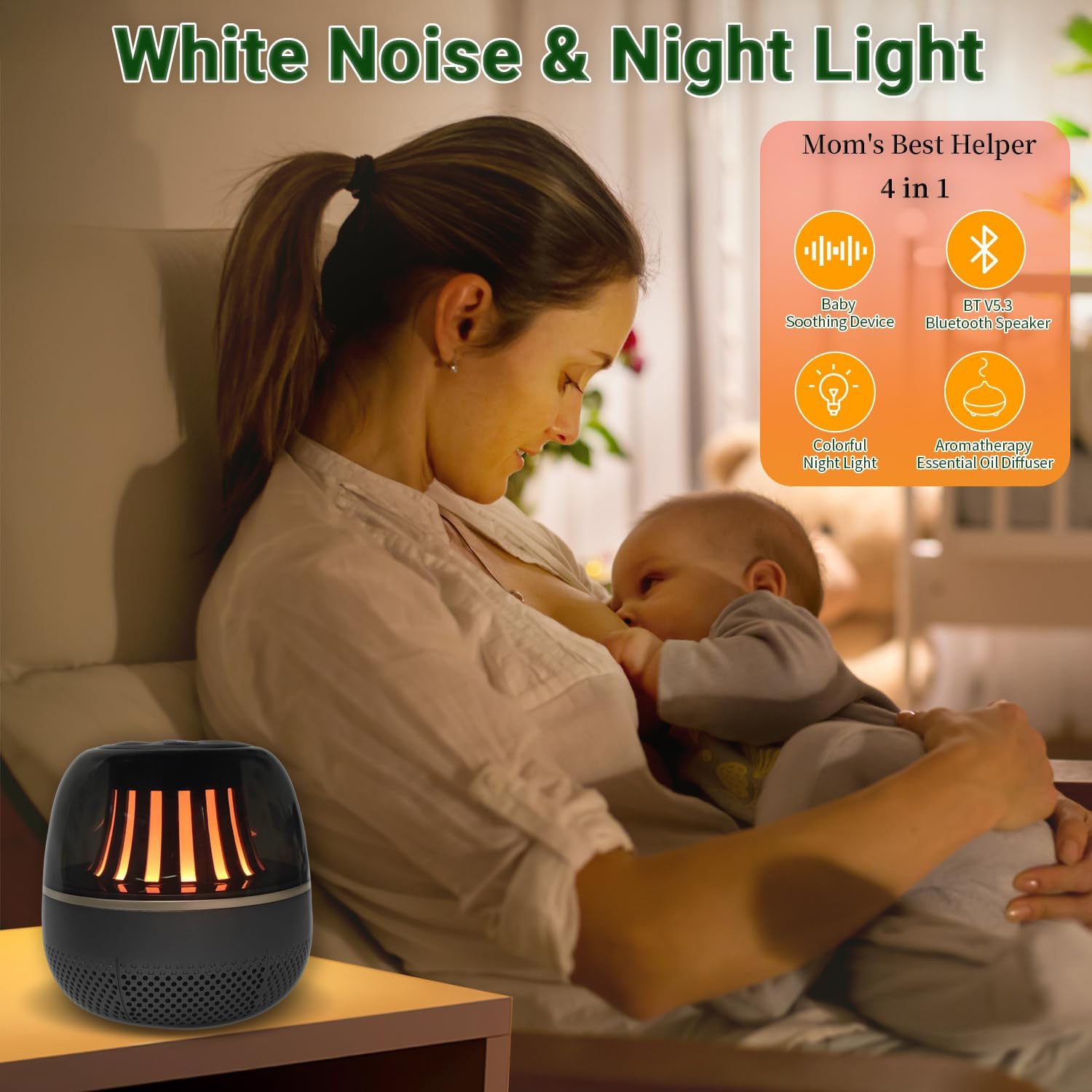 Portable Bluetooth Speaker with White Noise Machine,LED Color Lights,Aromatherapy Diffuser,Sleep Sound Machine for Sleep Yoga Home Office & Bedroom