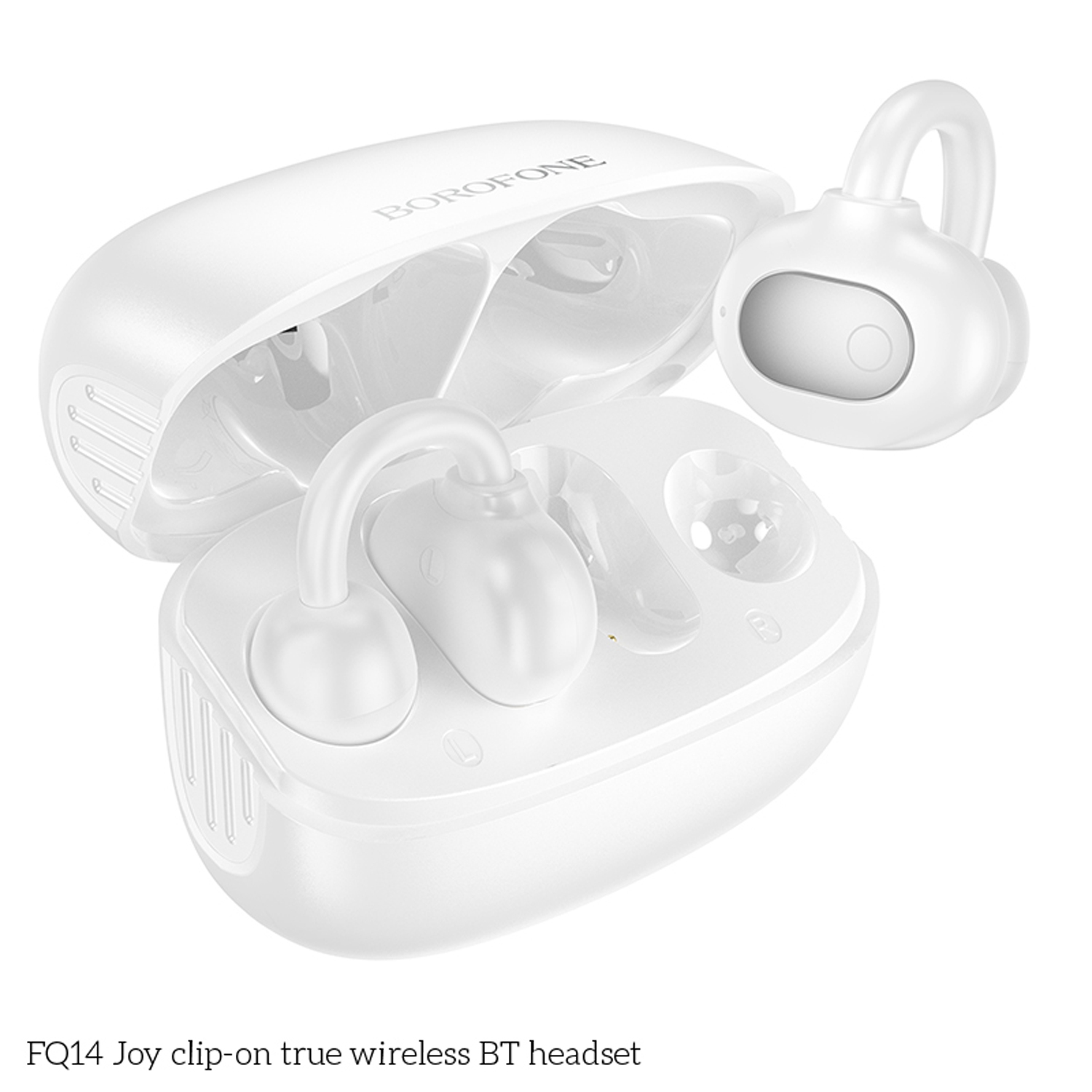 Casque d'écoute Bluetooth 100 % sans fil à pince T1 de BOROFONE, blanc