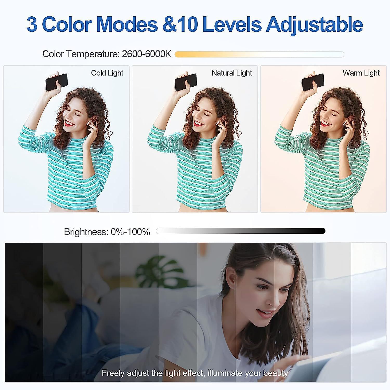 Mini lampe d'appoint rechargeable pour téléphone mobile pour prendre des photos Éclairage d'appoint DEL pour égoportraits