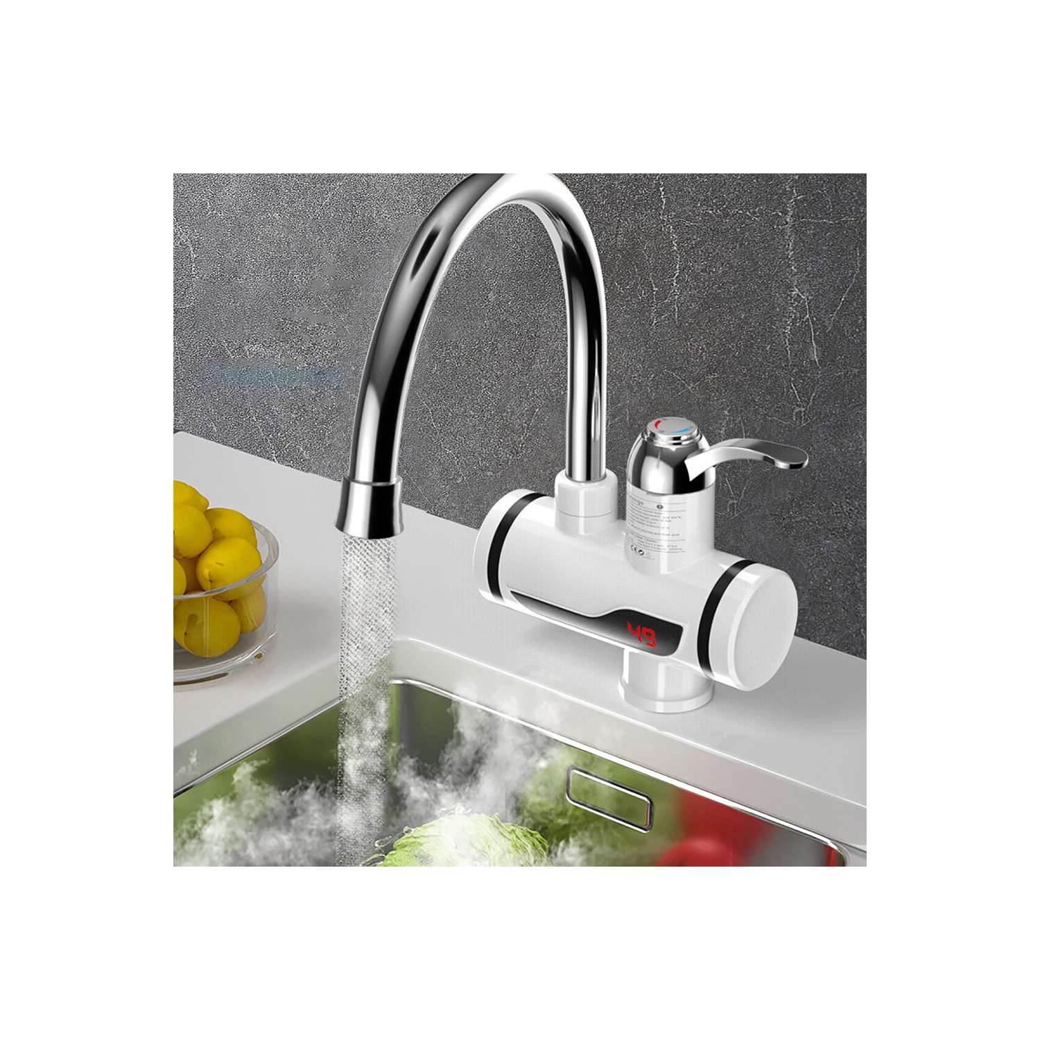 Robinet d'eau chaude instantanée Robinet de cuisine à chaleur rapide Lavabo à eau chaude froide à double usage Robinet d'évier à eau sous débit
