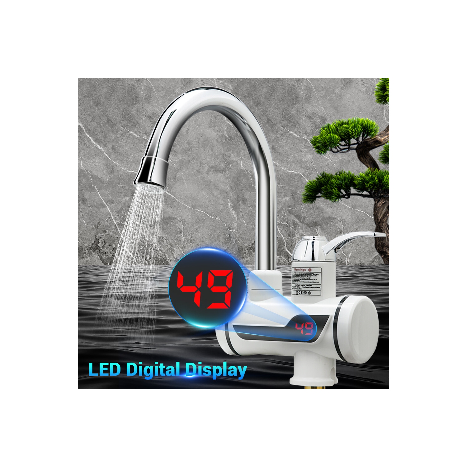 Robinet d'eau chaude instantanée Robinet de cuisine à chaleur rapide Lavabo à eau chaude froide à double usage Robinet d'évier à eau sous débit