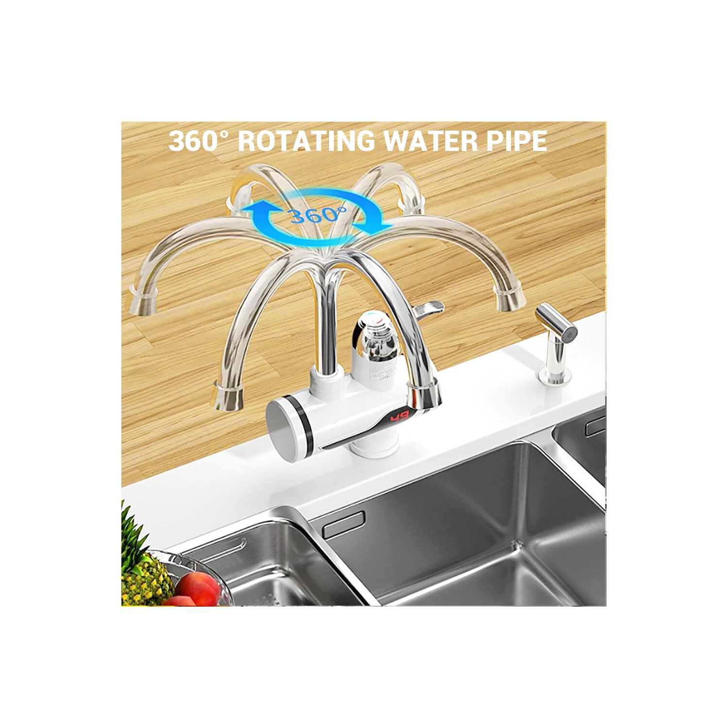 Robinet d'eau chaude instantanée Robinet de cuisine à chaleur rapide Lavabo à eau chaude froide à double usage Robinet d'évier à eau sous débit