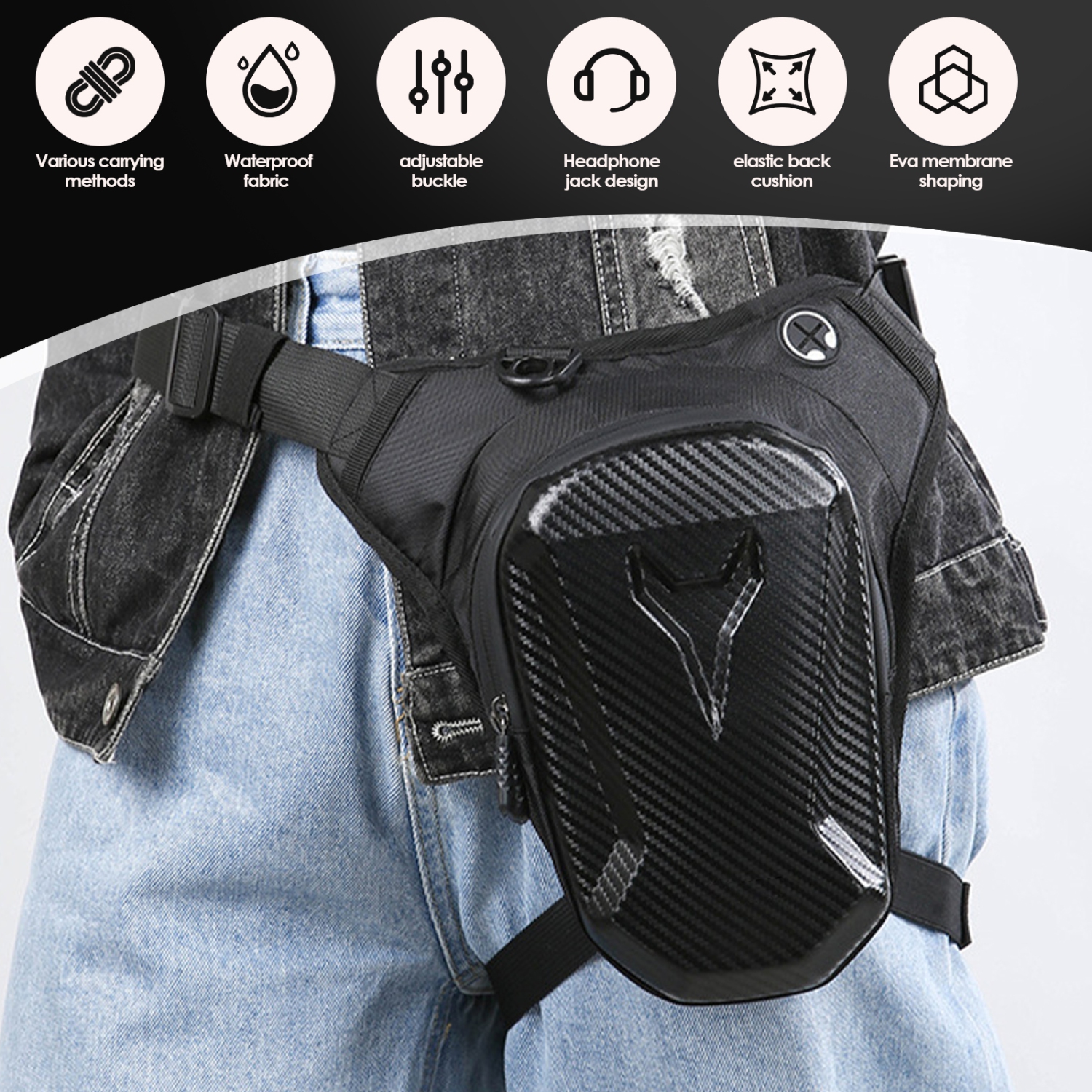 Sac à jambes pour moto avec courroie amovible pour les jambes, sac à bandoulière pour vélo, idéal pour le vélo, le camping, les voyages en plein air