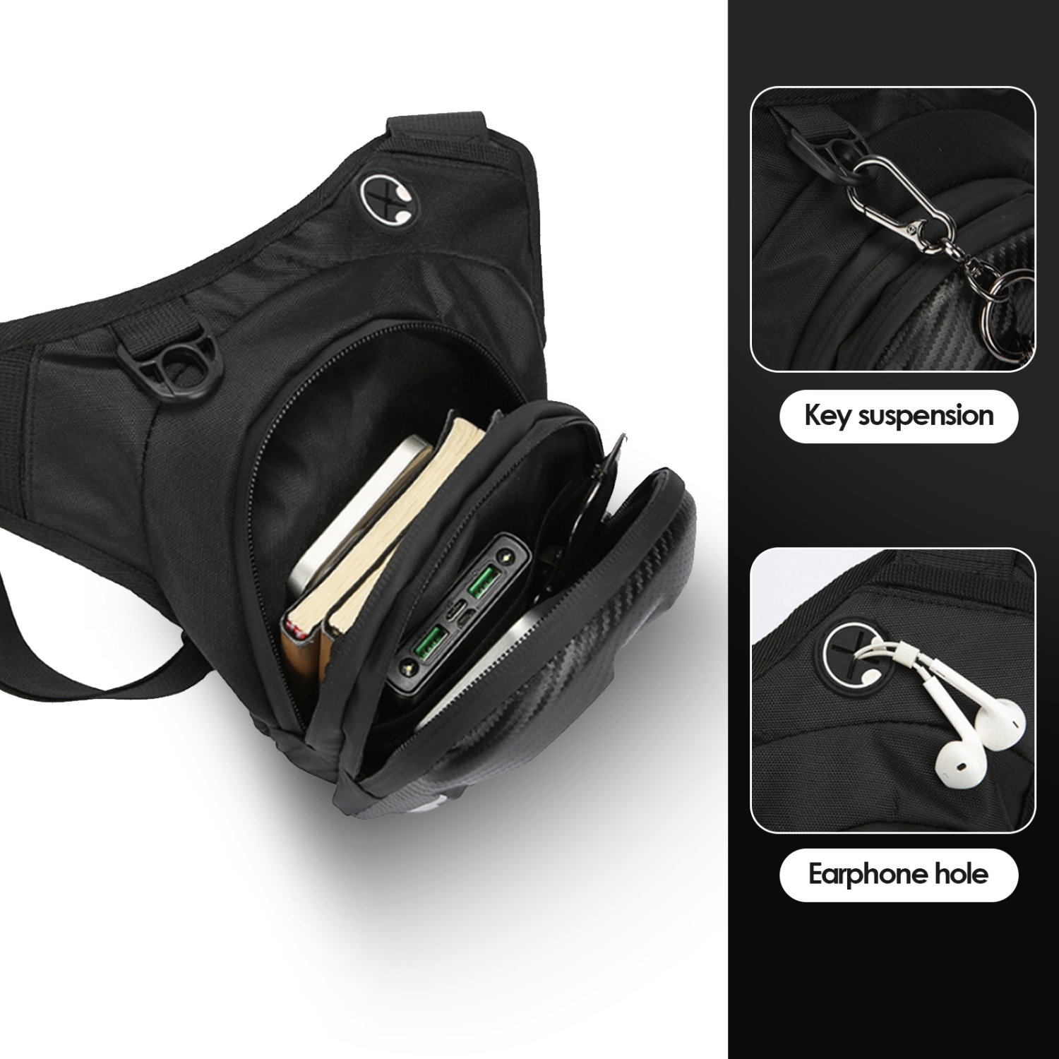 Sac à jambes pour moto avec courroie amovible pour les jambes, sac à bandoulière pour vélo, idéal pour le vélo, le camping, les voyages en plein air