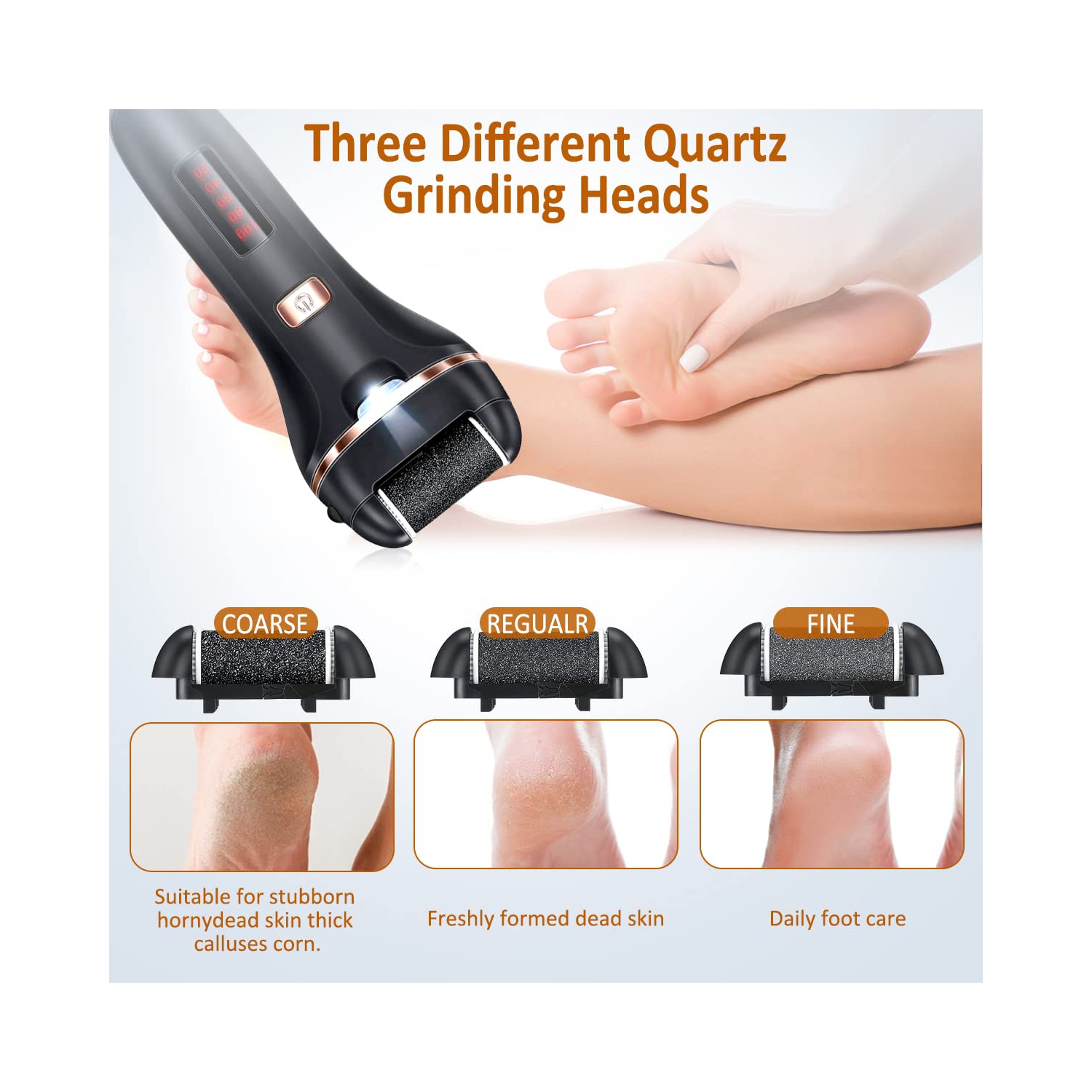Outil de retrait électrique pour les pieds, lime sans fil pour les pieds, trousse de pédicure étanche pour les talons fissurés et le retrait de la